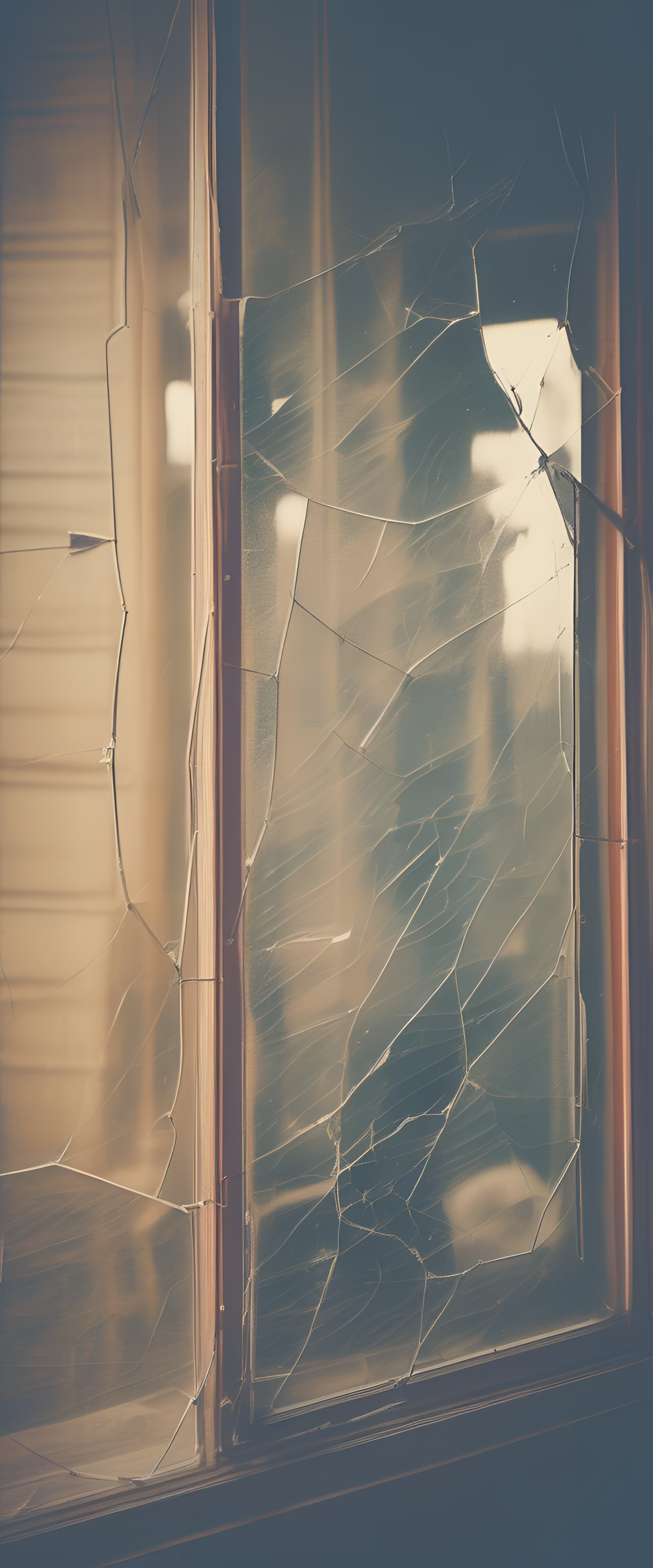 Vintage-style broken screen wallpaper for phones.