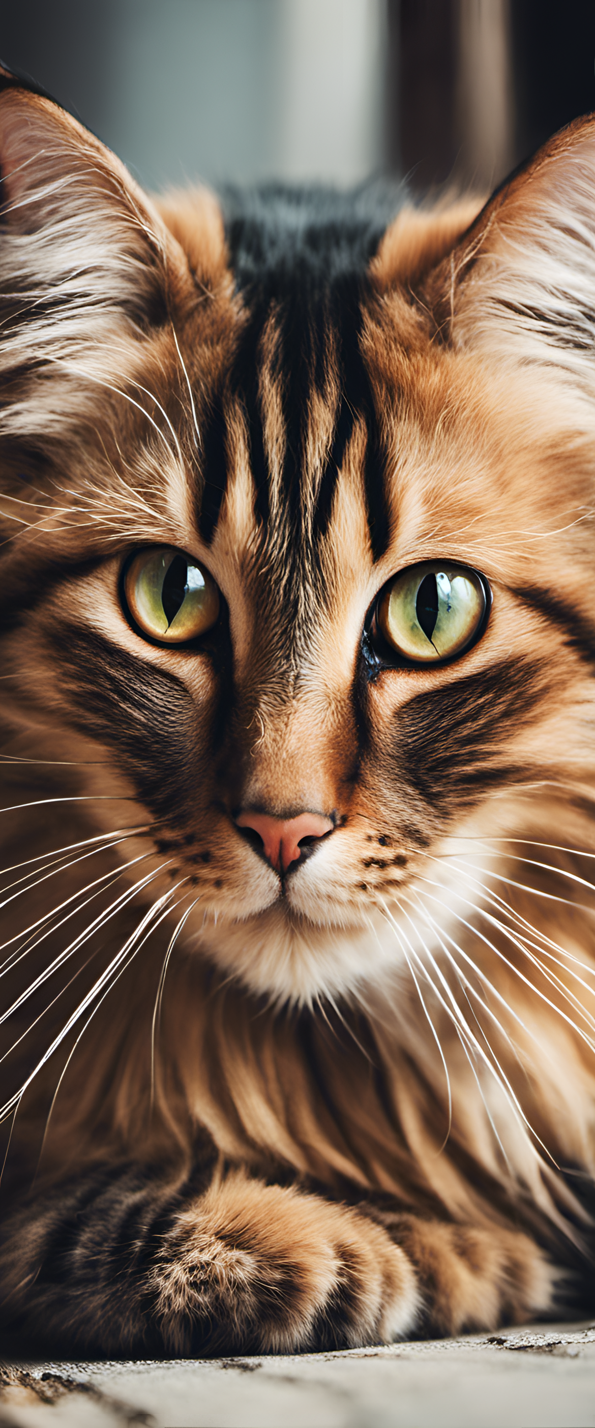 Elegant cat posing against vibrant background.