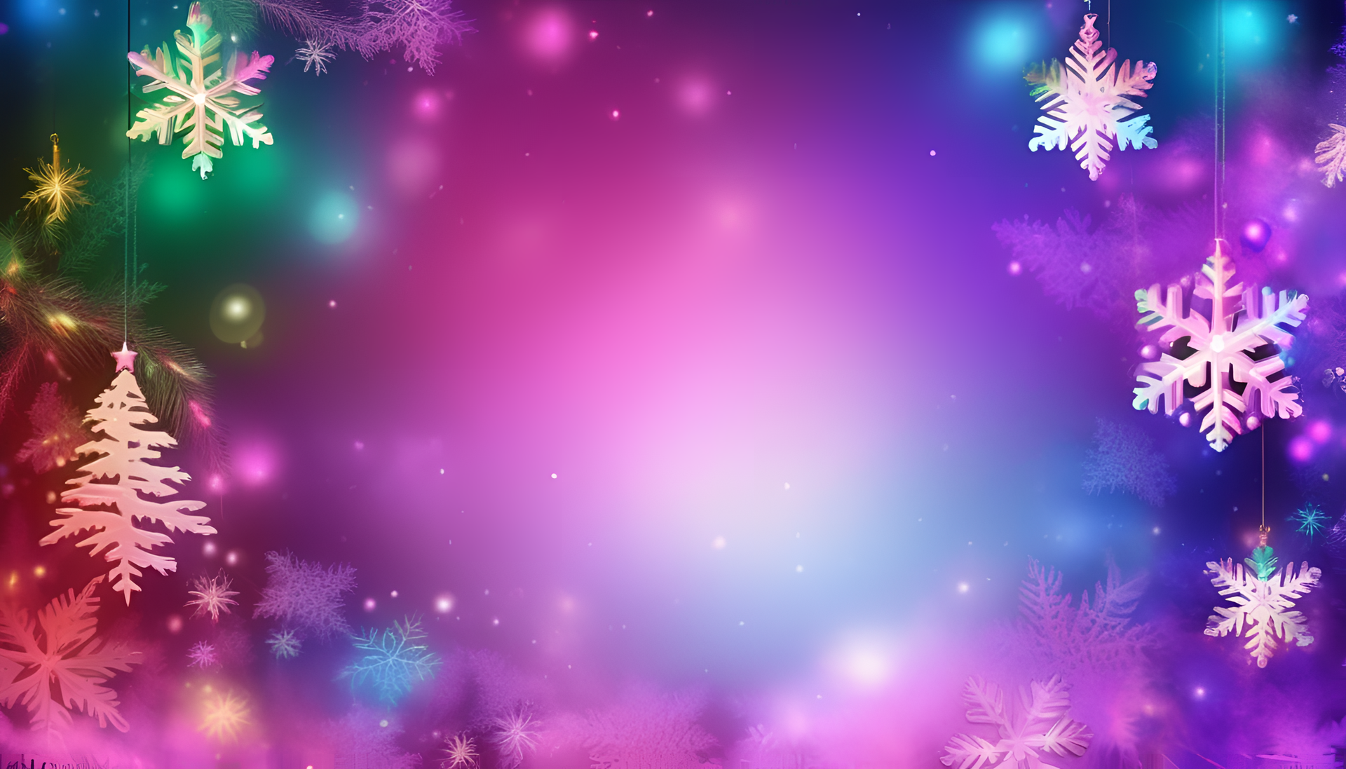 Festive holiday-themed wallpaper with iridescent colors and a whimsical design.