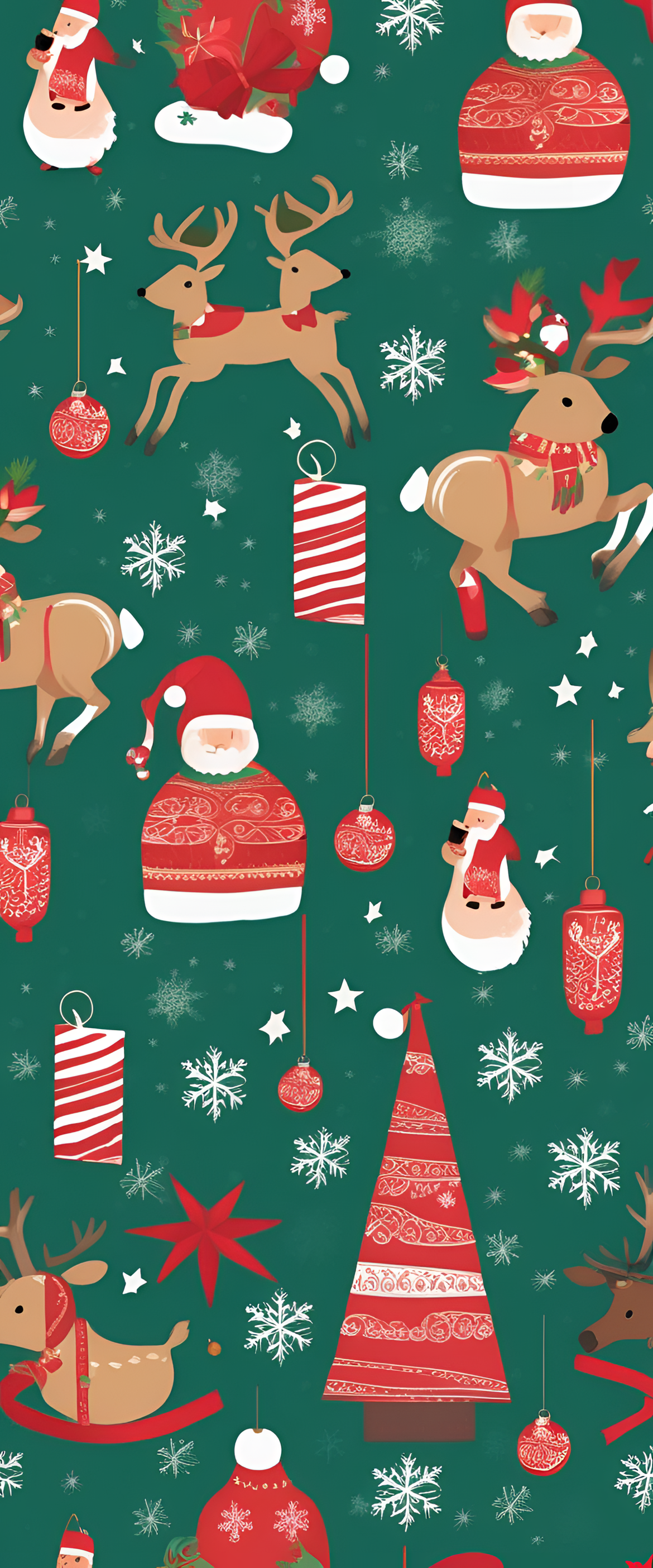 Festive Christmas wallpaper with colorful and joyful design.