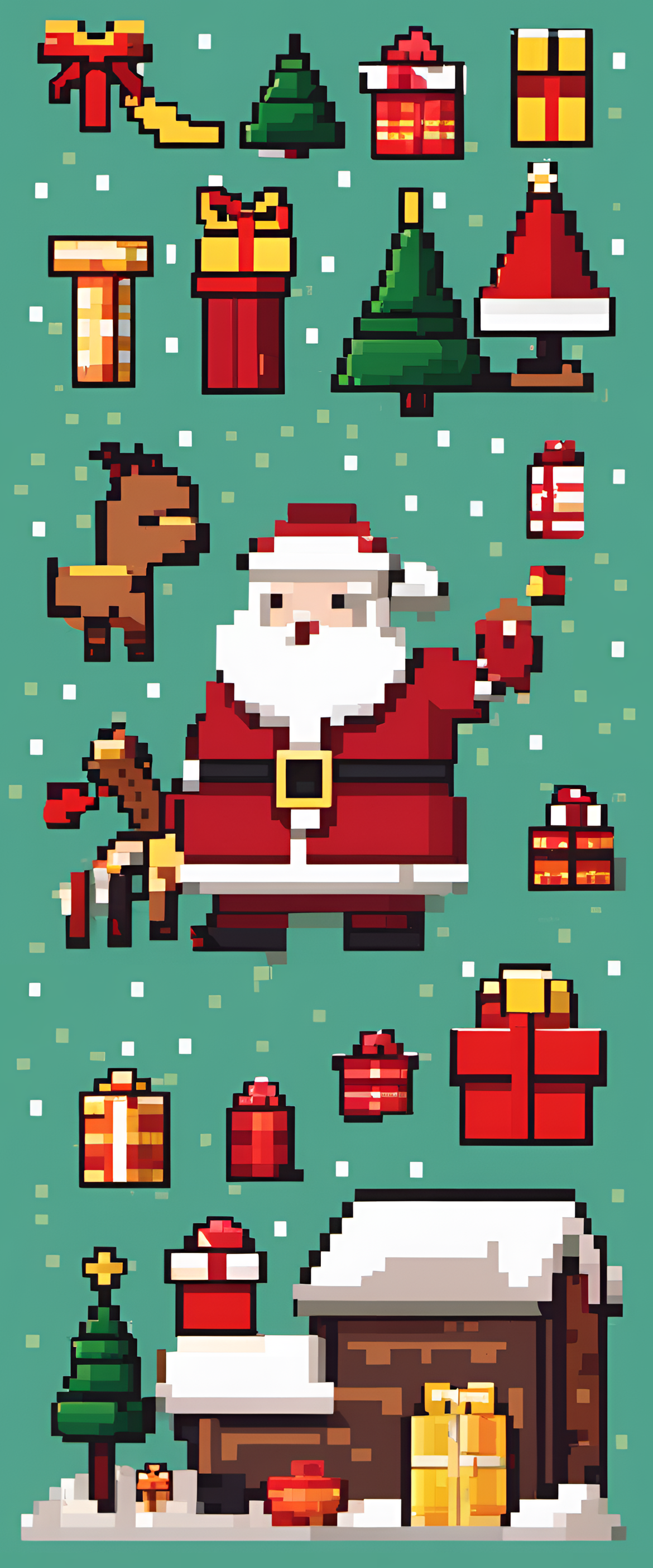 Pixel art of Christmas-themed profile picture.