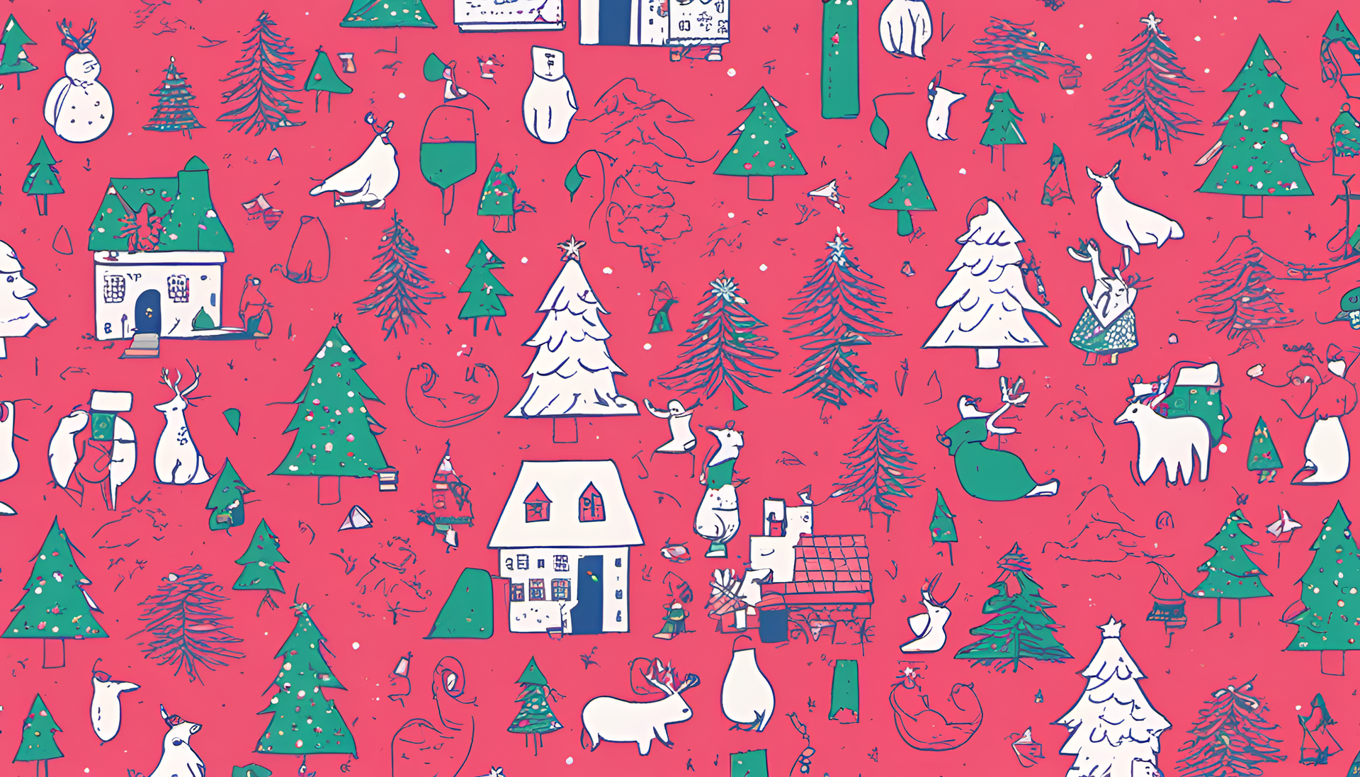 Festive Christmas-themed risograph artwork.