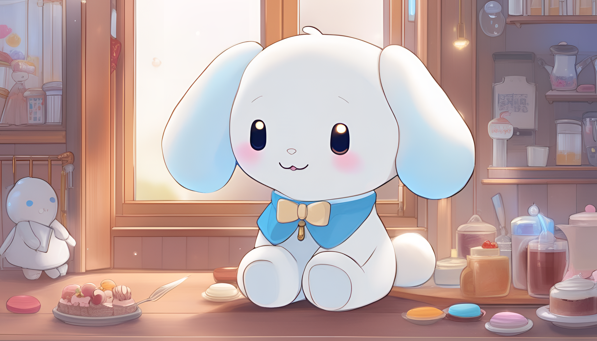 Cinnamoroll surrounded by dreamy pastel colors in a digital artwork