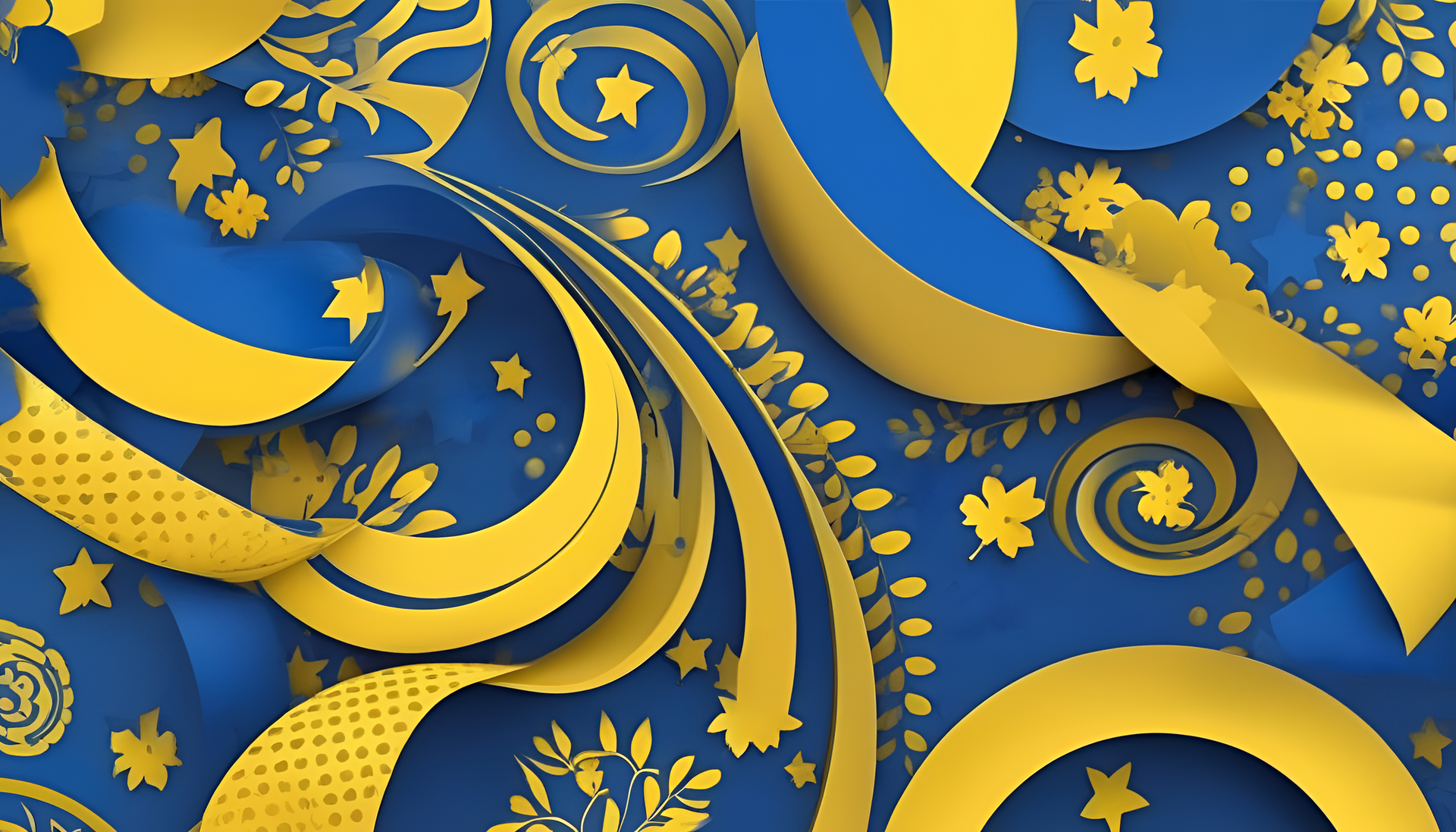 Vibrant blue and yellow abstract design for celebrations