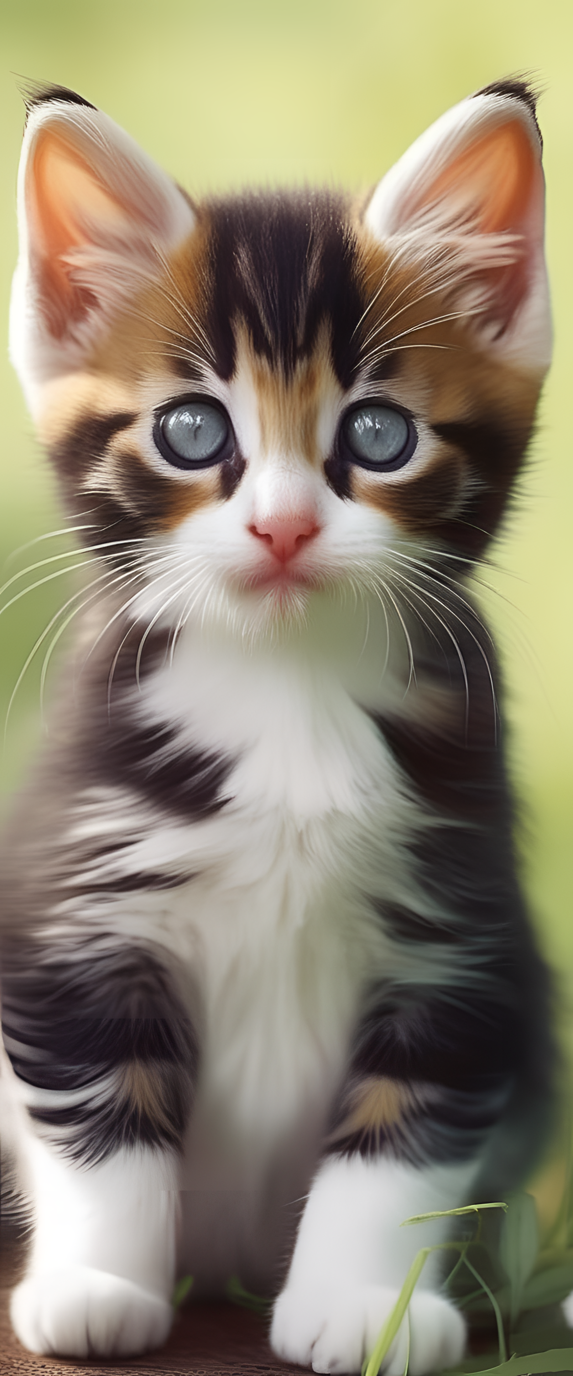 Adorable cat with round eyes and a playful expression, perfect as phone wallpaper.