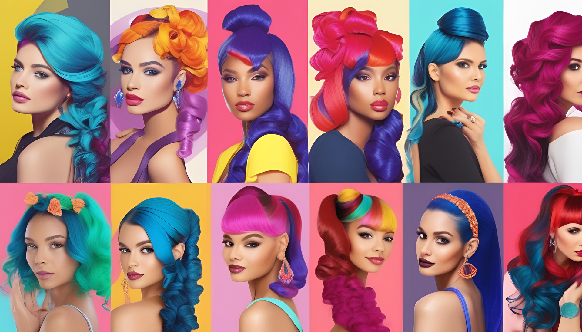 Vibrant and stylish cute hairstyles in complimentary colors.