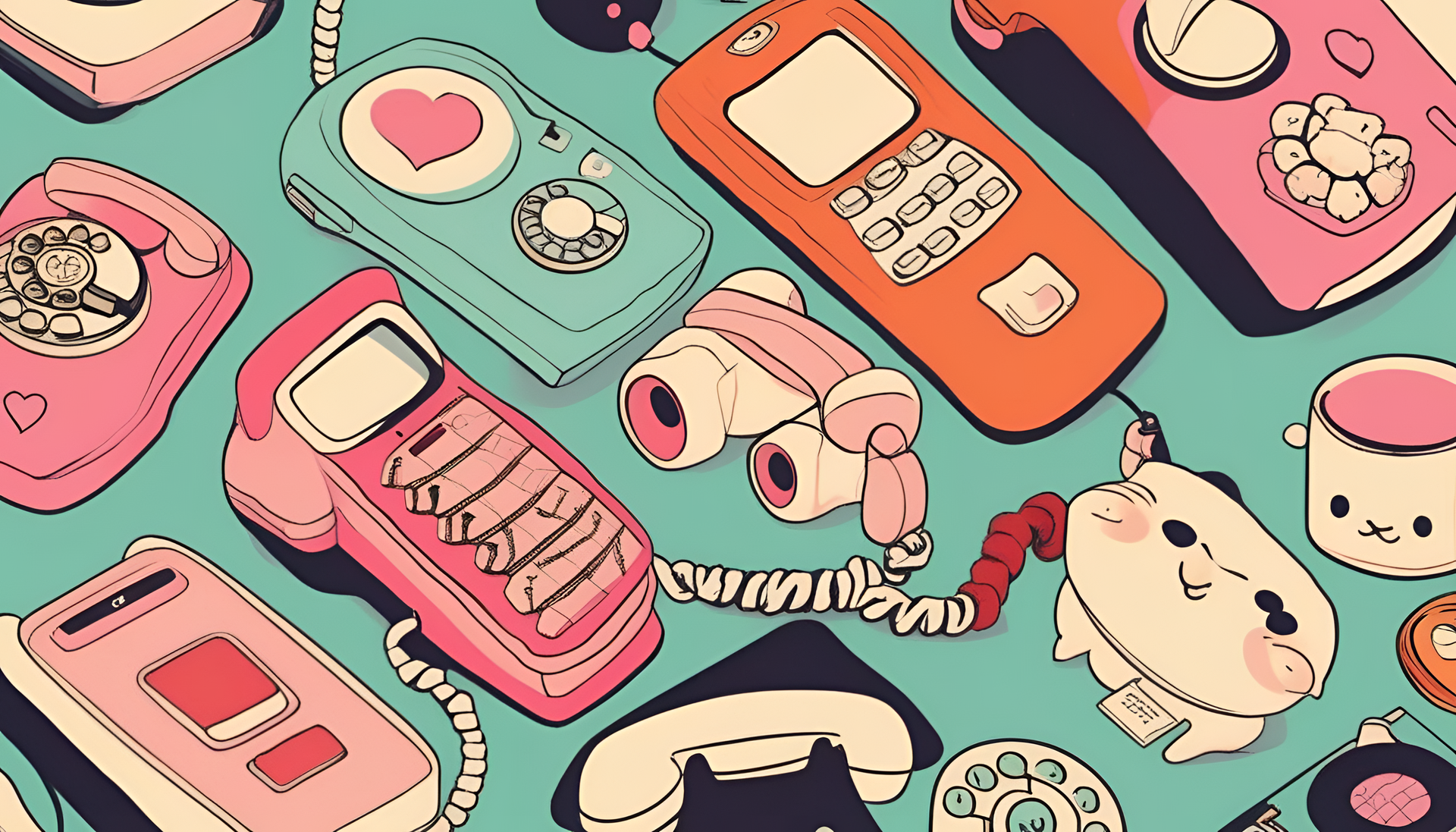 Retro-style cute phone wallpaper with vibrant colors and playful patterns.