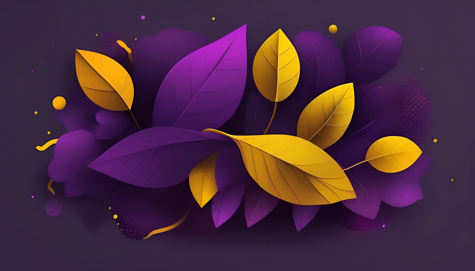 Vibrant purple and yellow abstract design on dark background