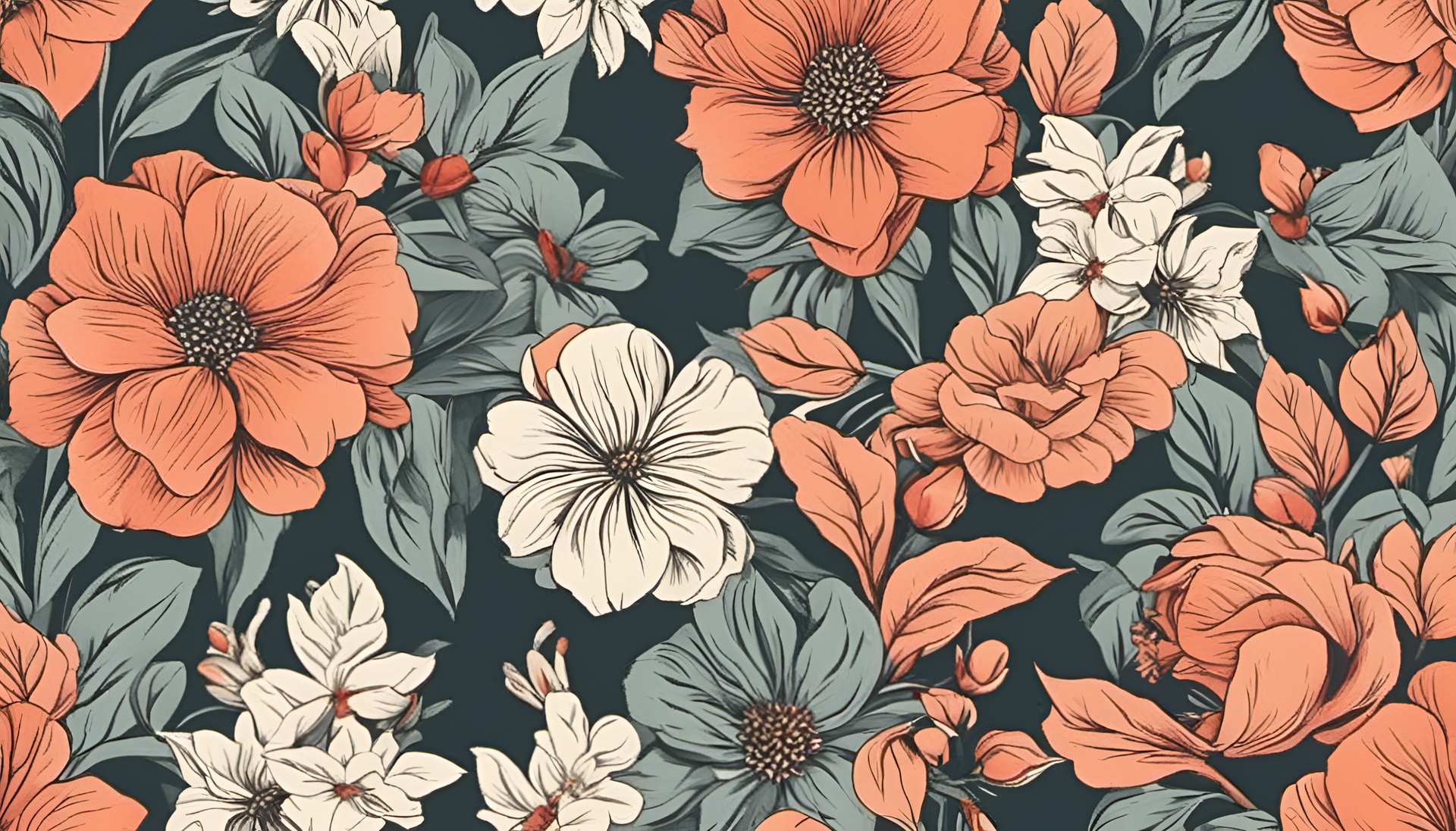 Vibrant and colorful floral wallpaper pattern