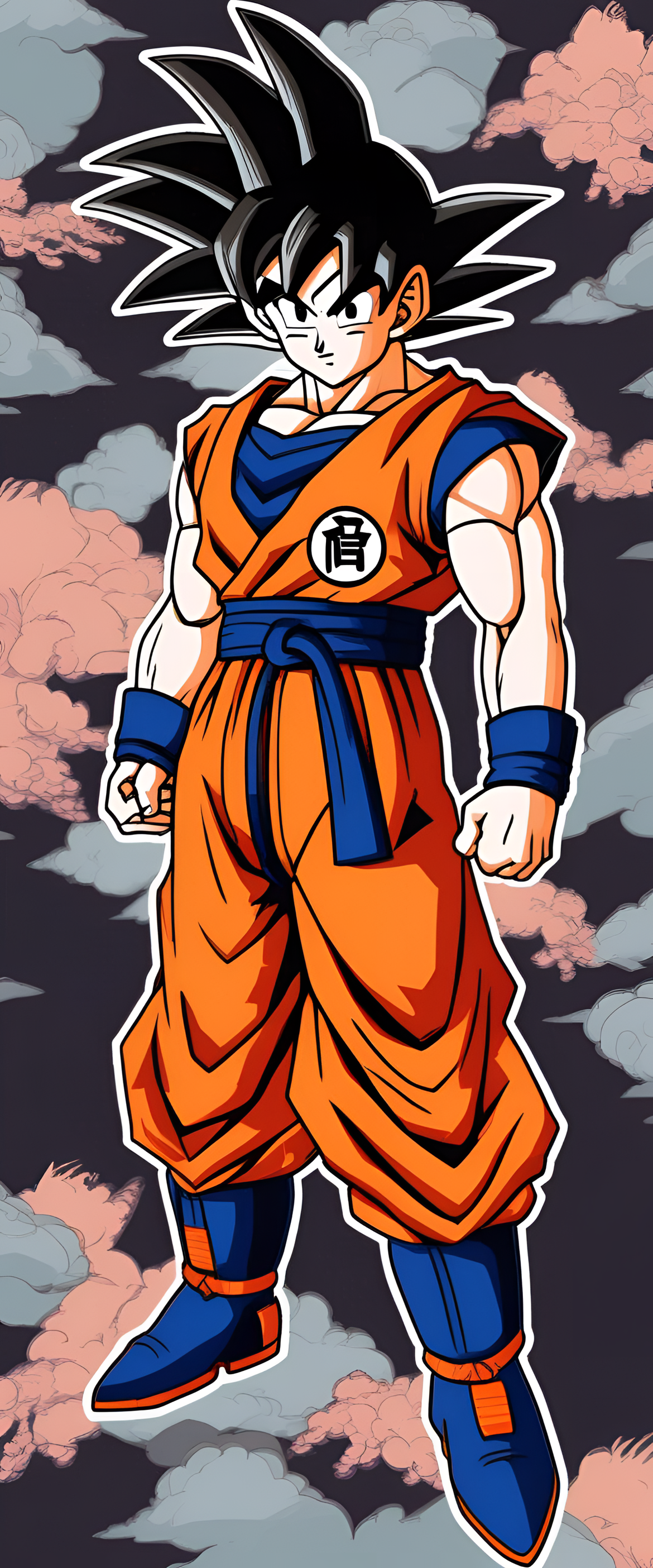 Colorful artwork of Goku, a powerful martial artist with spiky hair, charging up an energy attack.