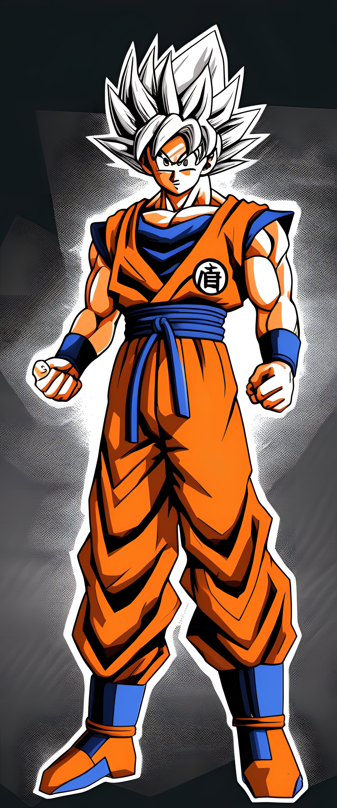 Goku standing in a powerful stance, ready for battle.