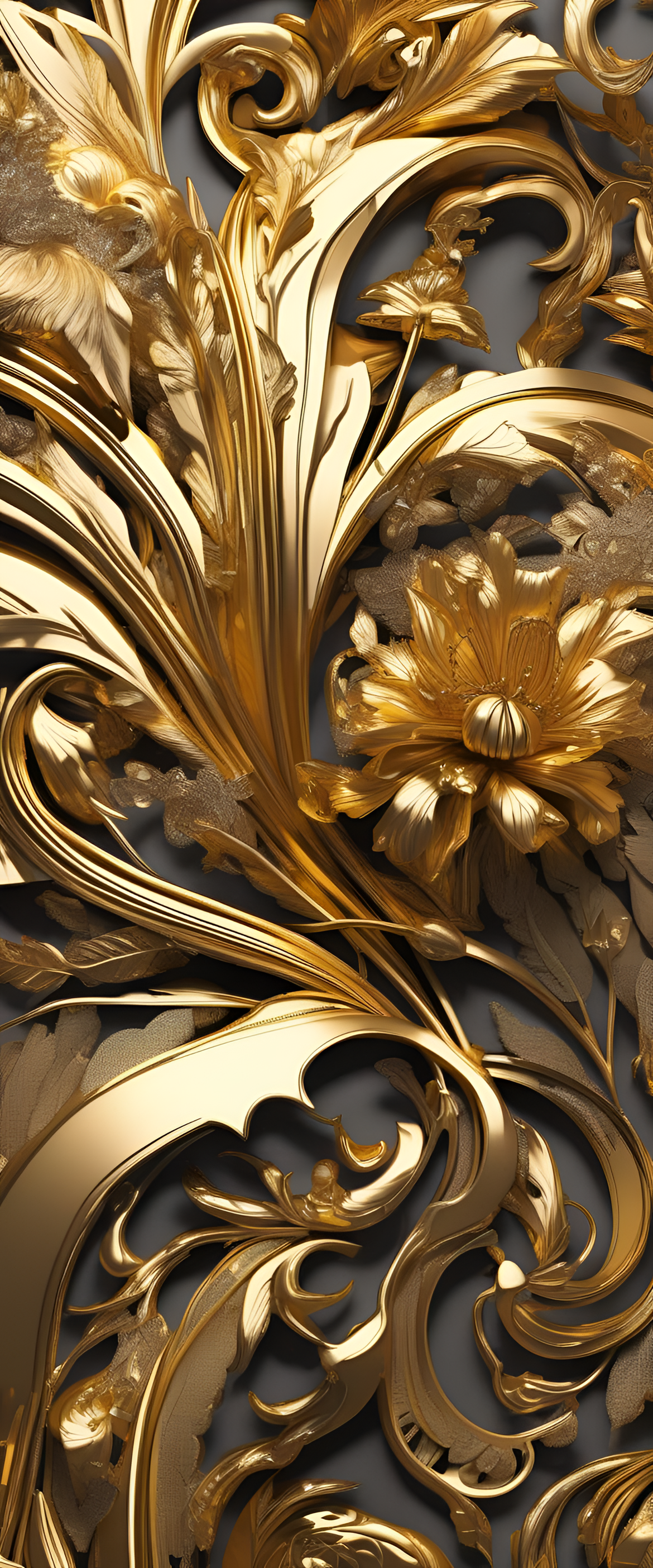 Glistening gold pattern with intricate details.