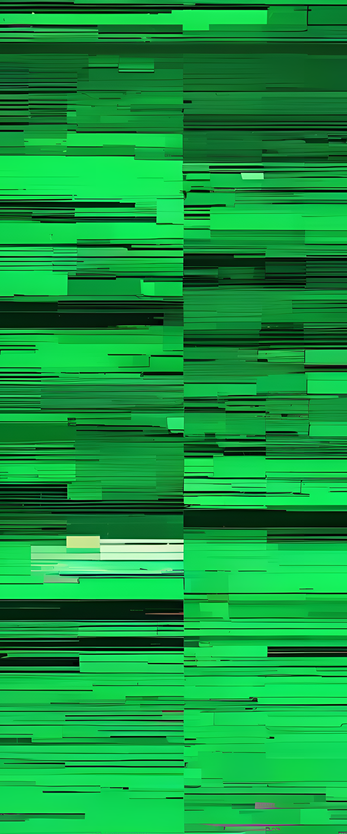 Vibrant glitched green abstract wallpaper.