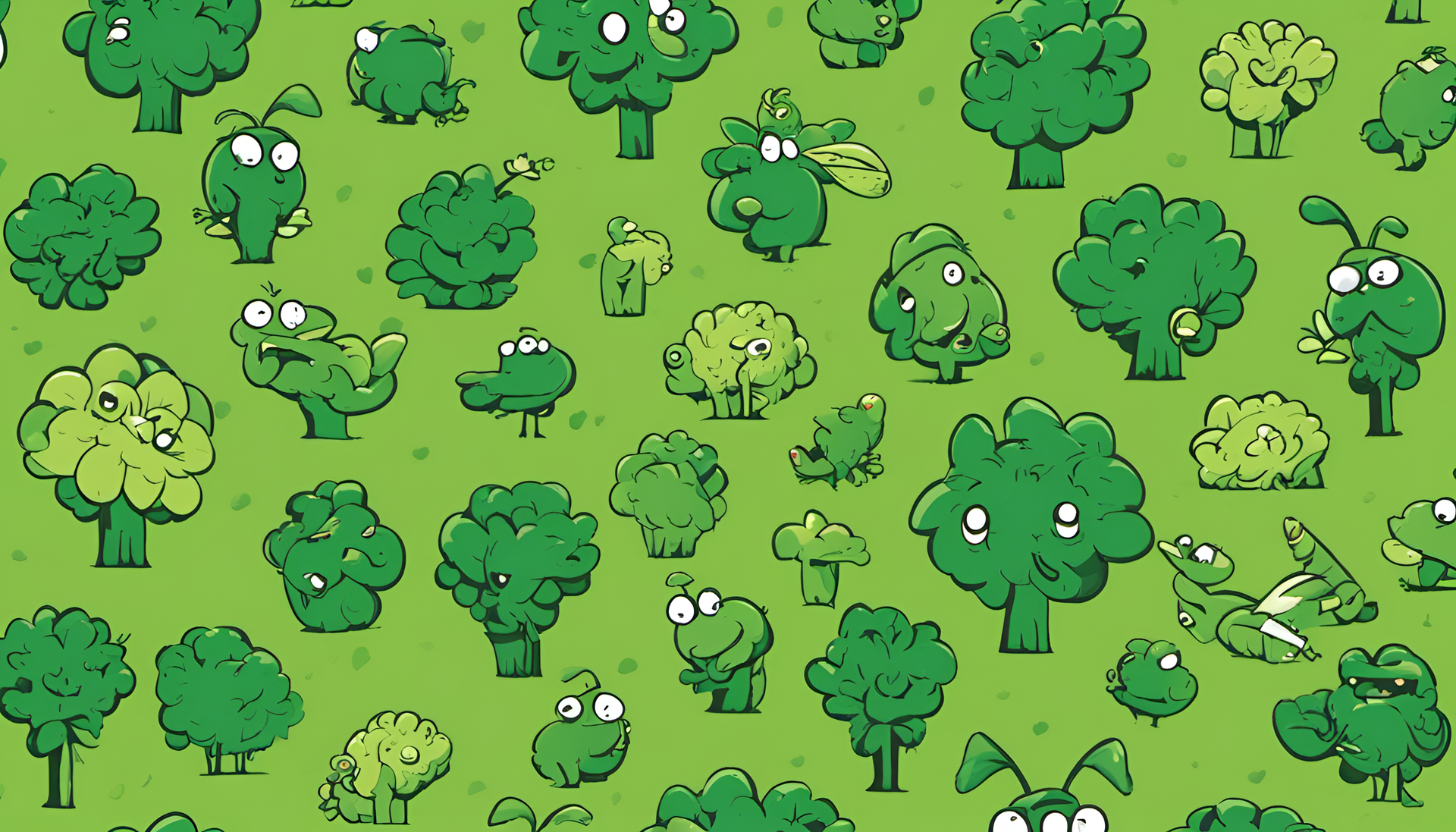 Cheerful green background with playful patterns.