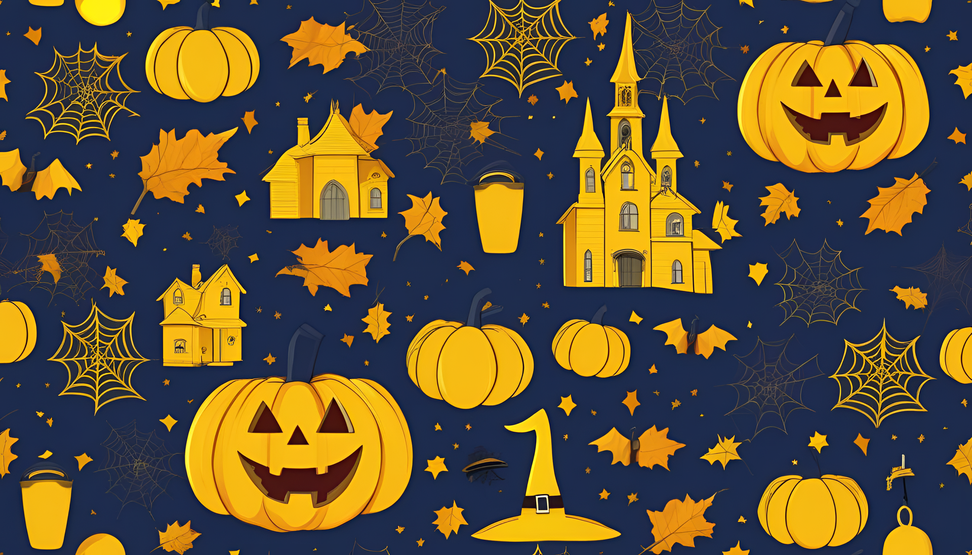 Halloween-themed abstract artwork with blue and yellow colors, creating an award-winning visual.