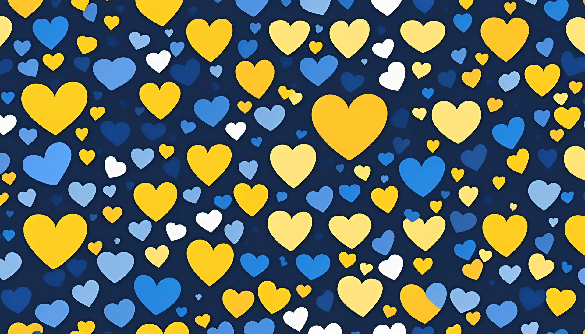 Blue and yellow hearts on a matte background