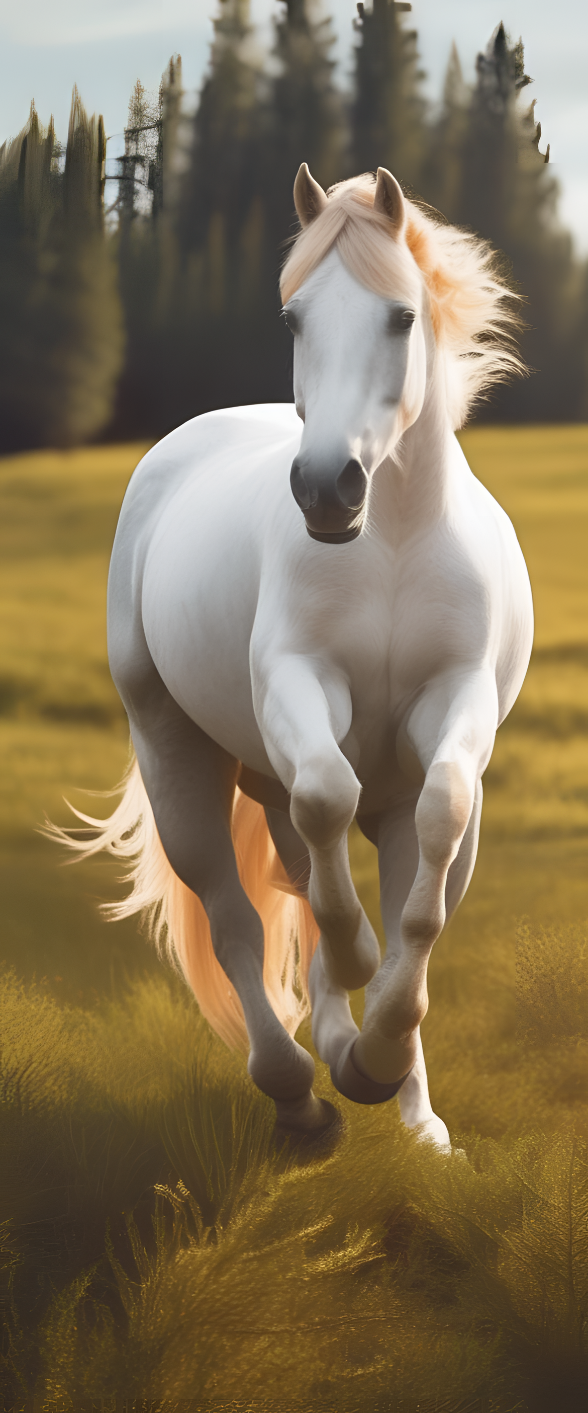 Funny horse in a whimsical pose against vibrant background.