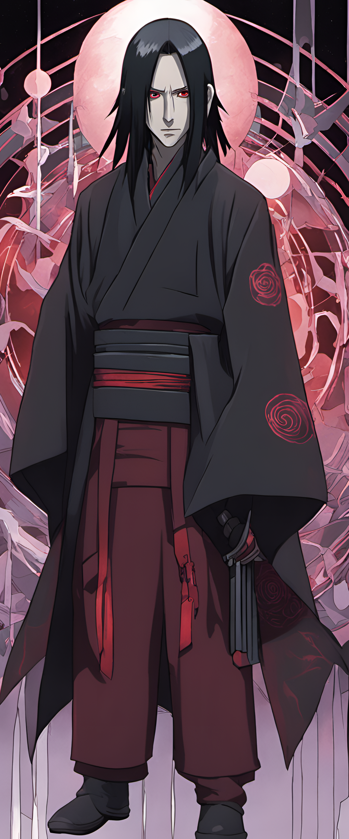 Itachi Uchiha with his Sharingan activated.