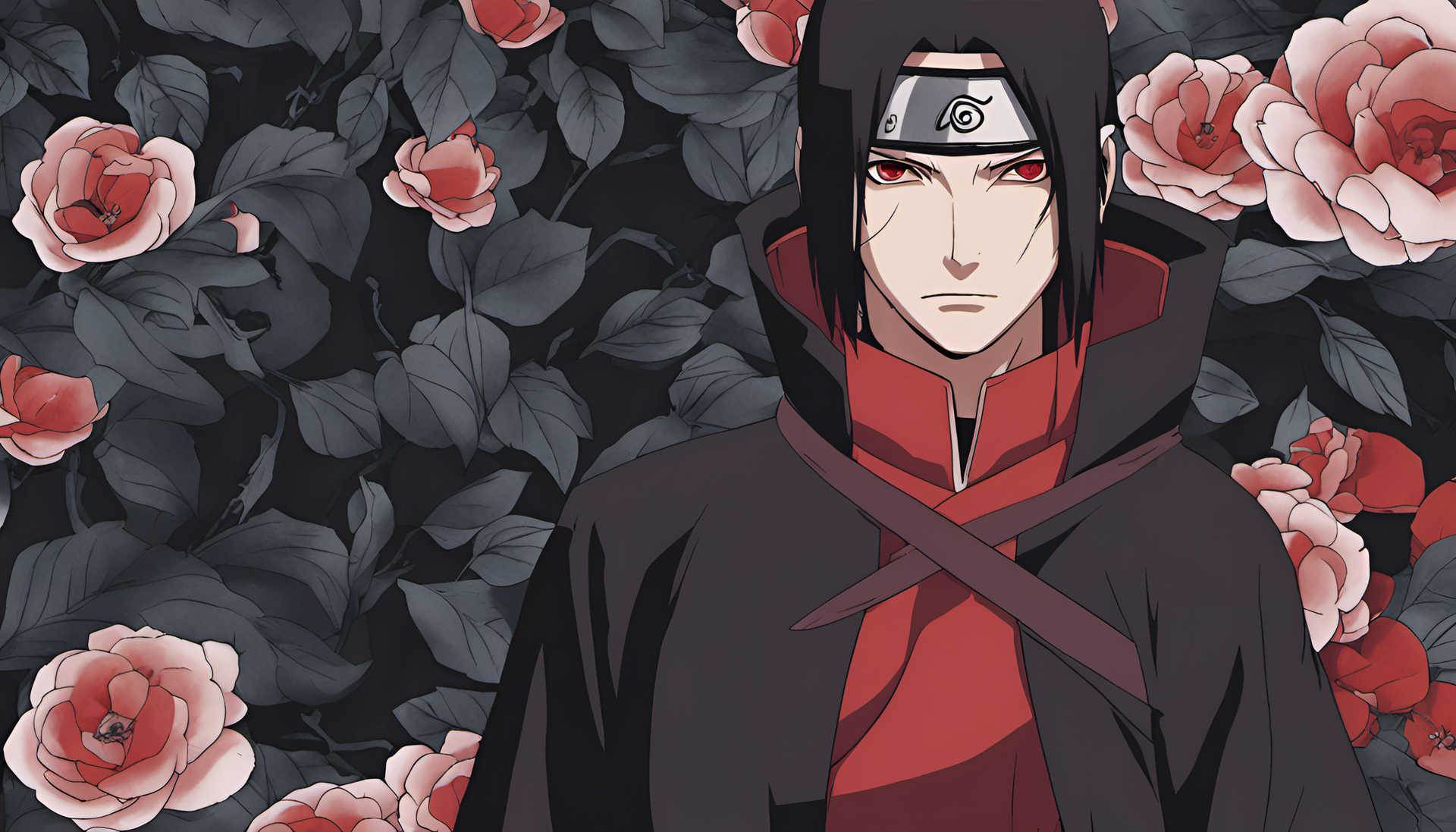 Mysterious and captivating portrait of Itachi Uchiha, a prominent character from Naruto.