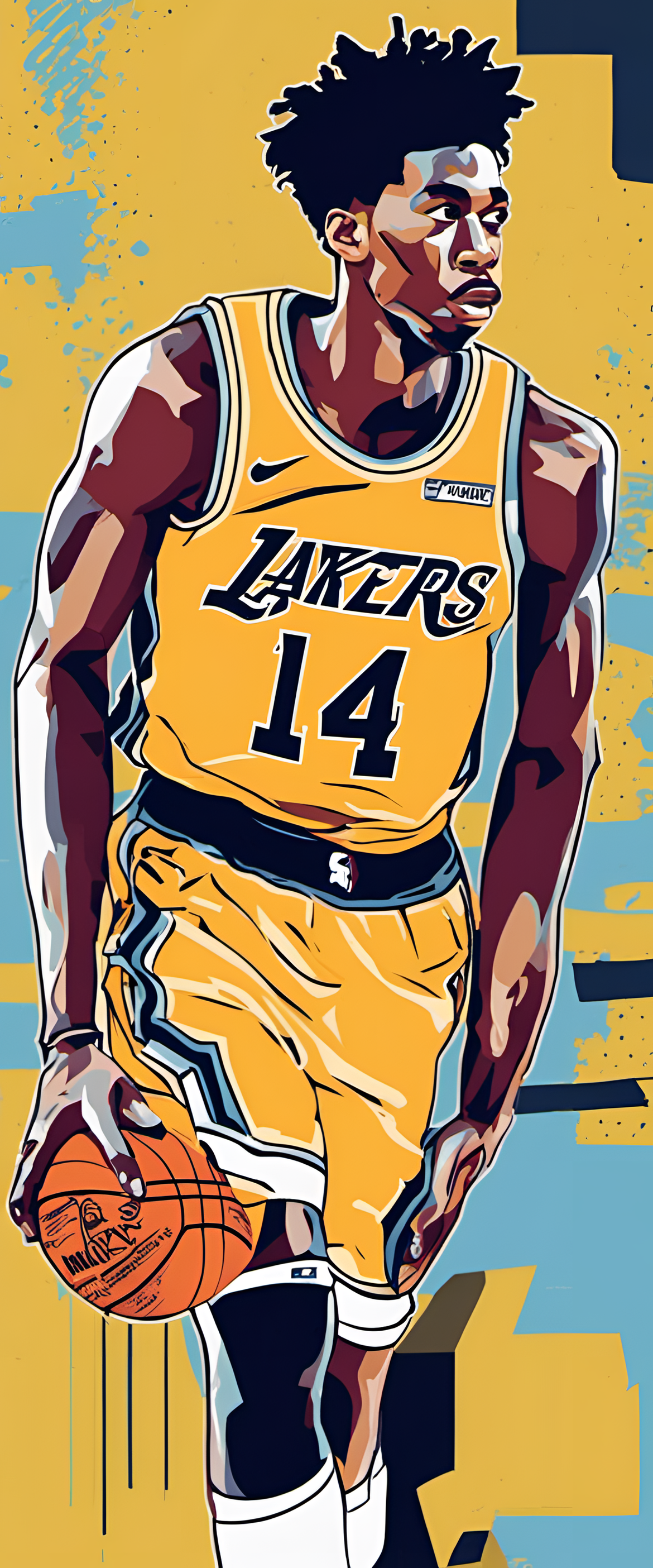 Minimalist pop art wallpaper of Ja Morant in vibrant colors.