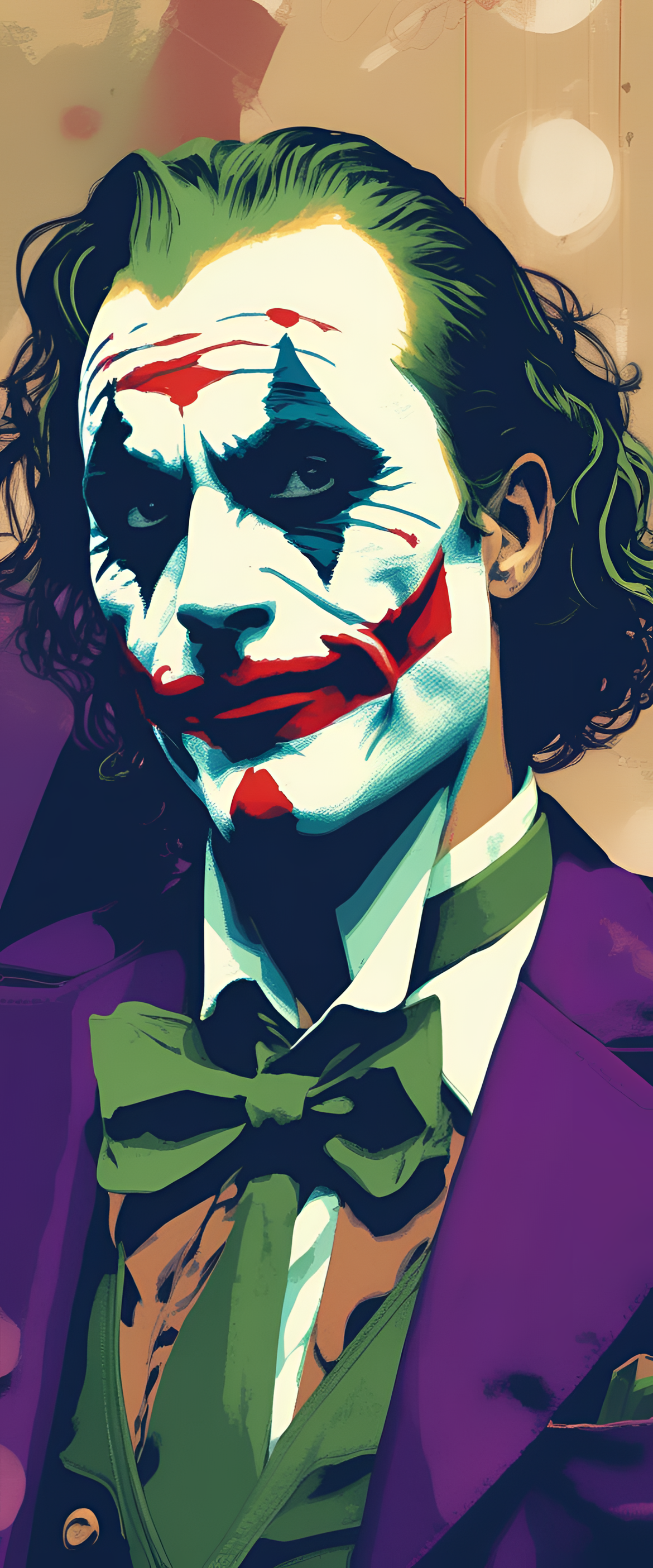 Vintage Joker wallpaper featuring an iconic character with a mysterious, theatrical look.