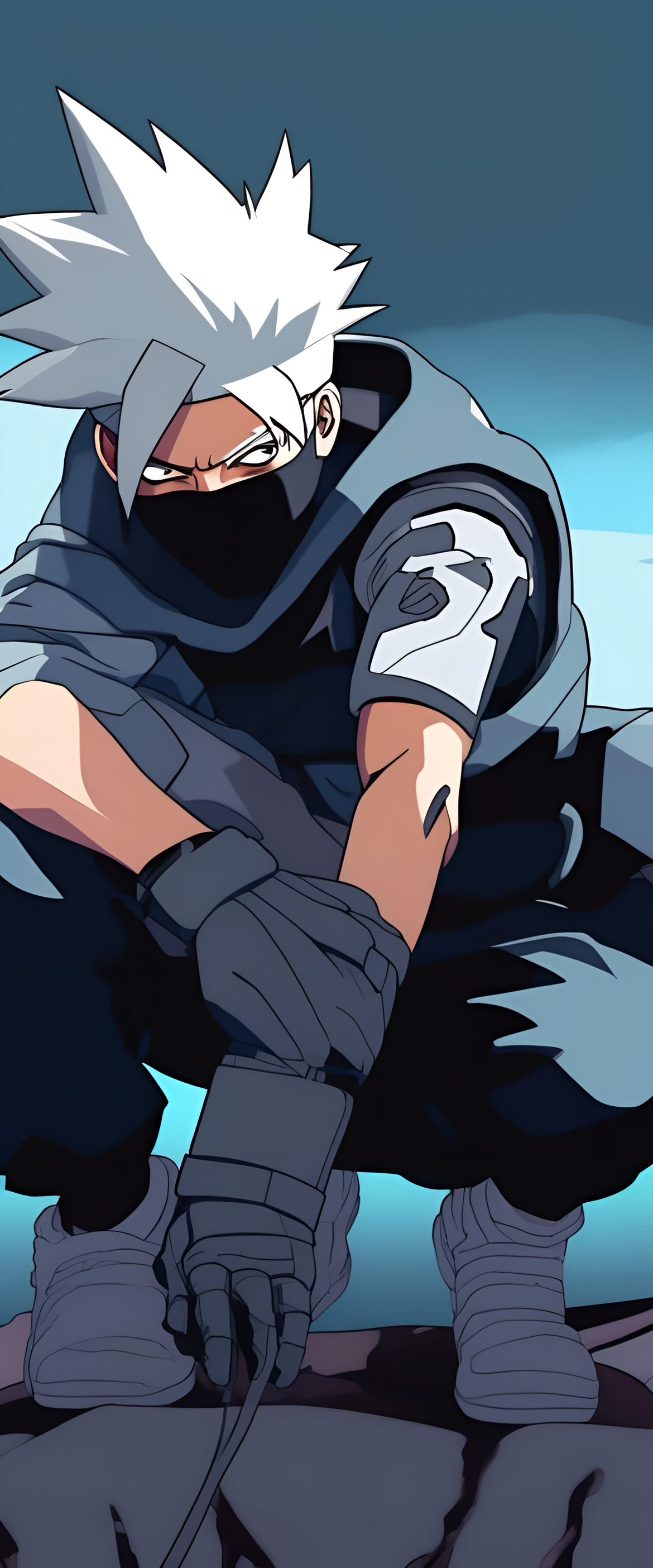 Kakashi Hatake in a vibrant rotoscope animation style wallpaper.