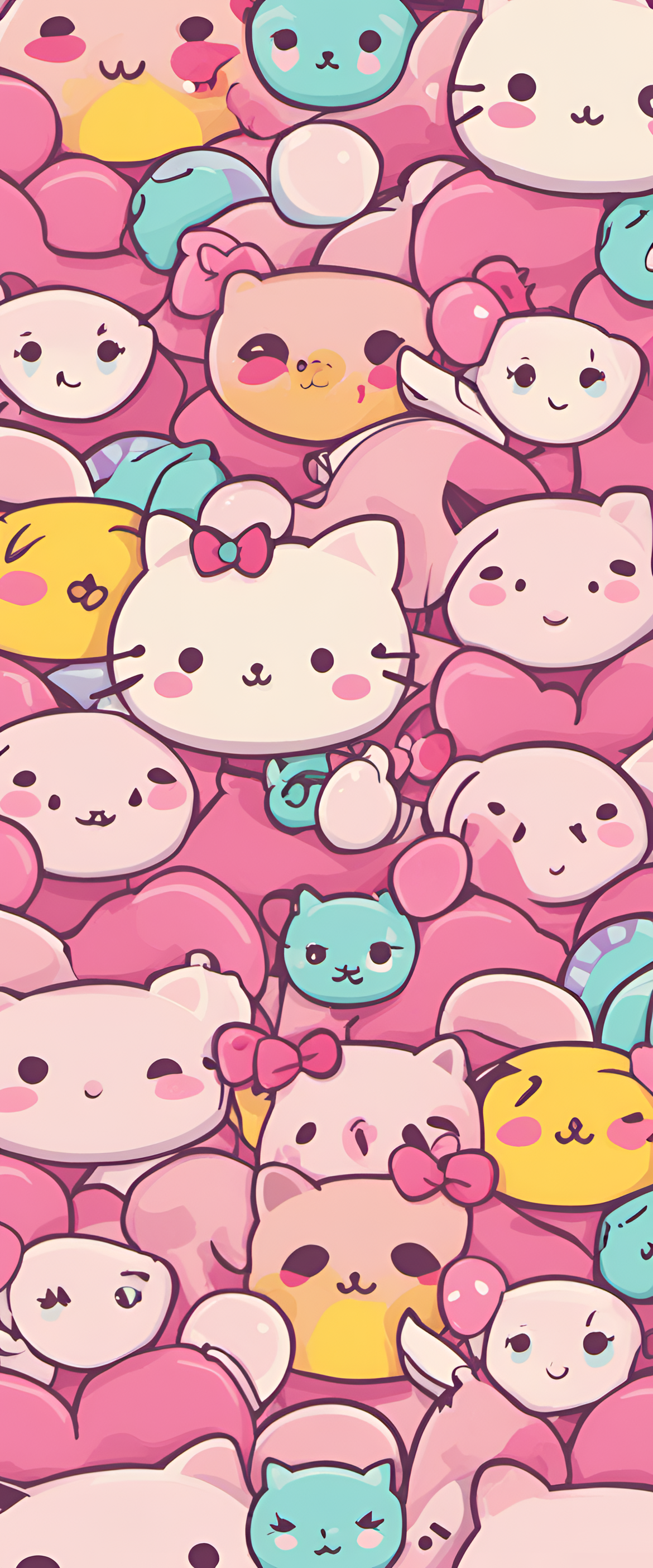 Kawaii-themed phone wallpaper with colorful and playful design.