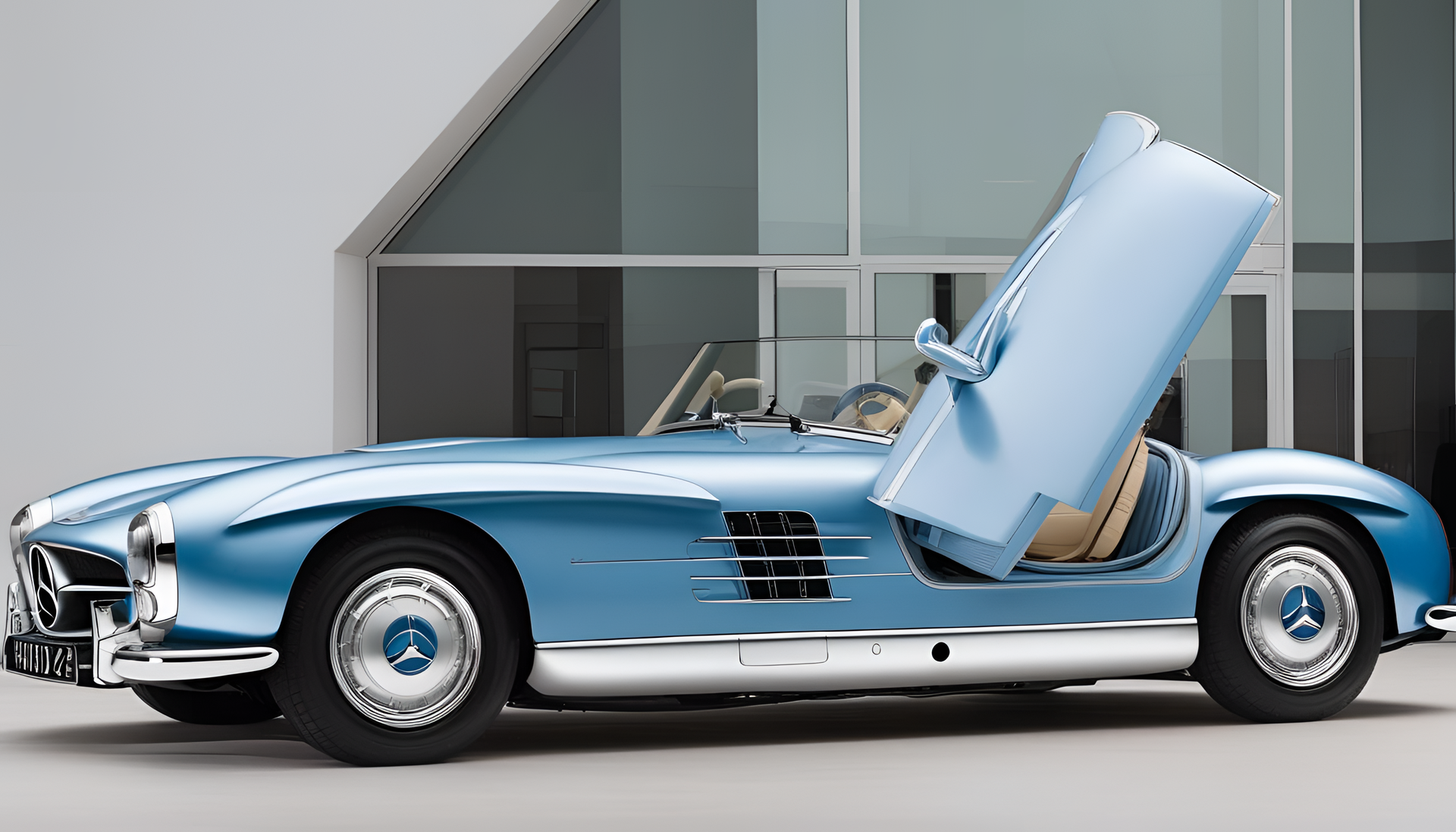 Mercedes W14 with a sleek light blue and silver design.