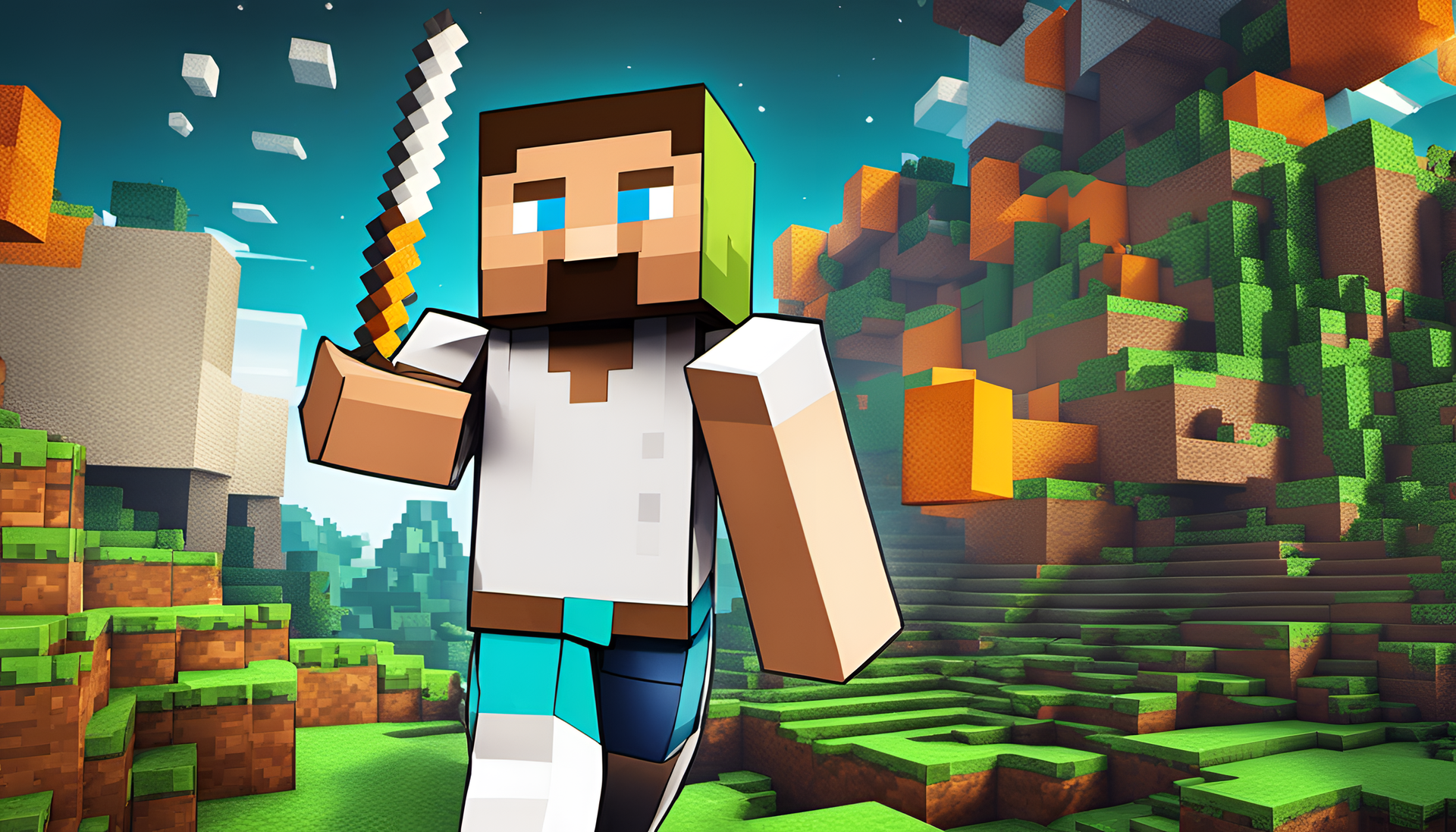 High fashion photography meets Minecraft in this stunning desktop wallpaper.