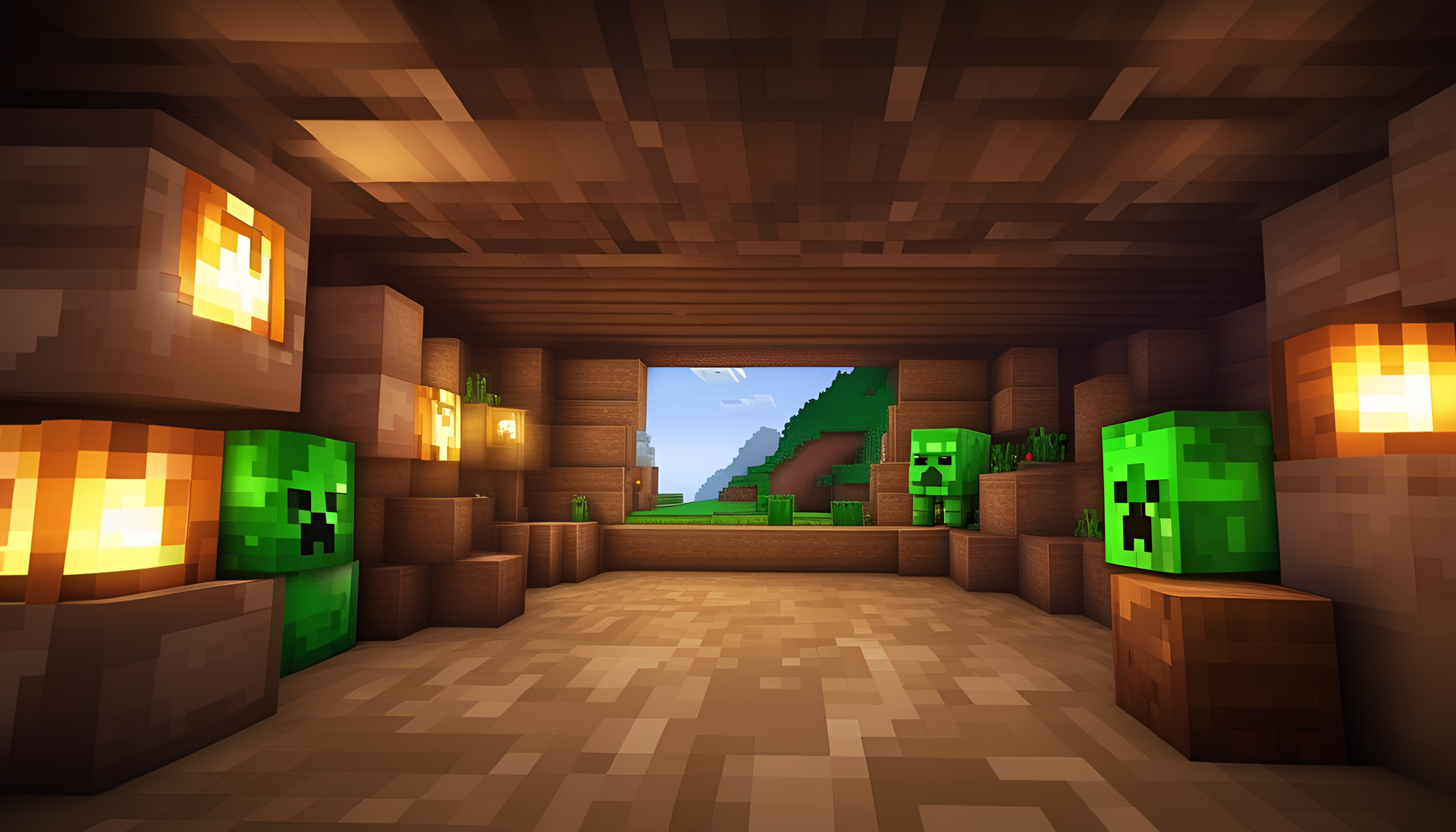 Minecraft landscape with studio lighting