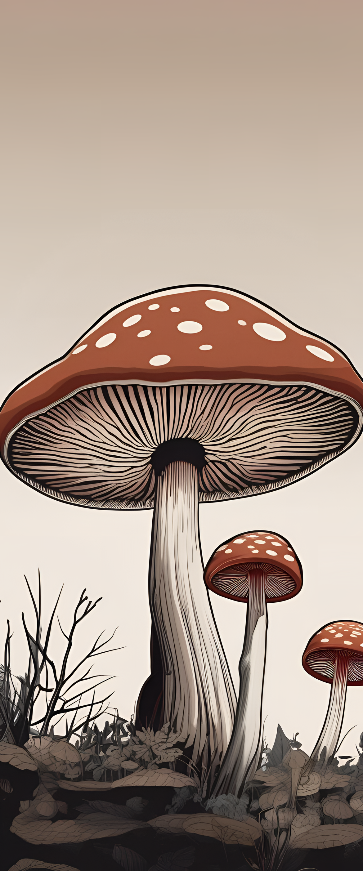 Mushroom-themed phone wallpaper with vibrant colors and nature-inspired design.