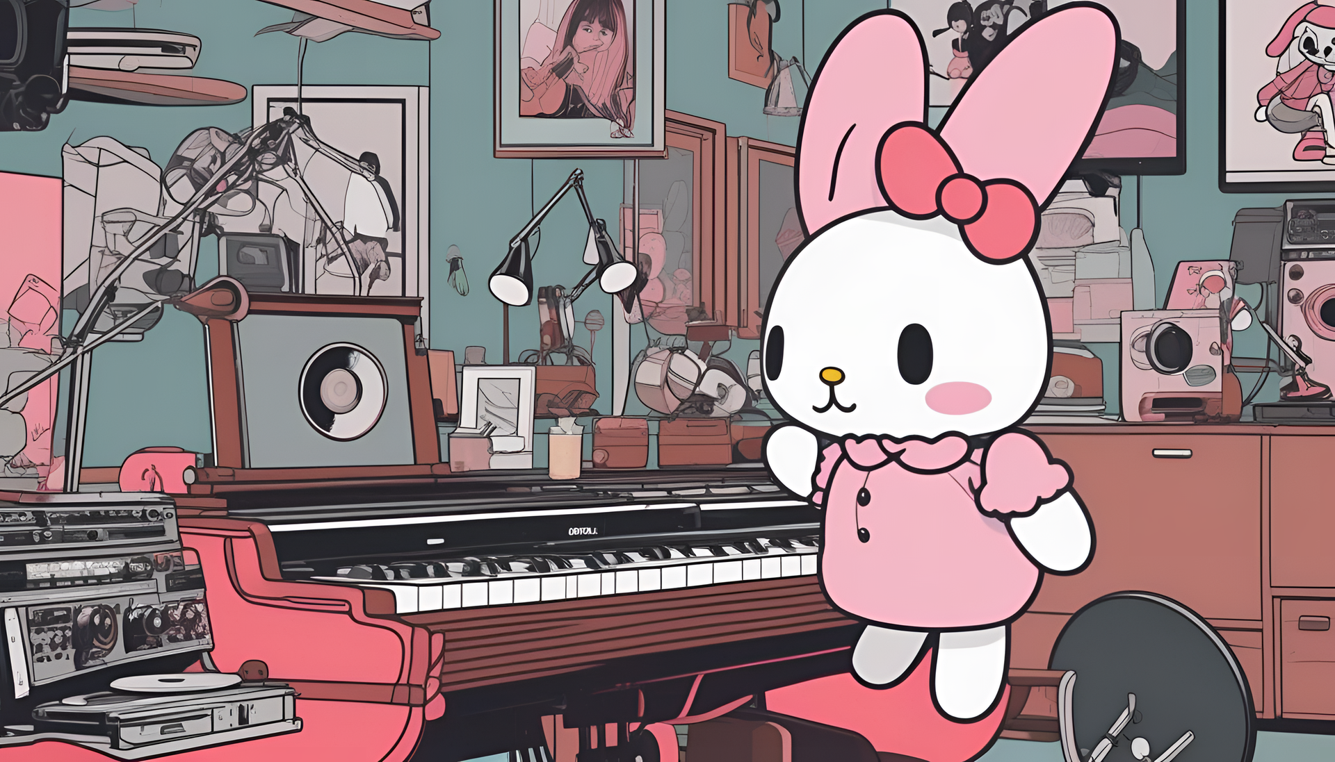 My Melody in vibrant rotoscope animation style.