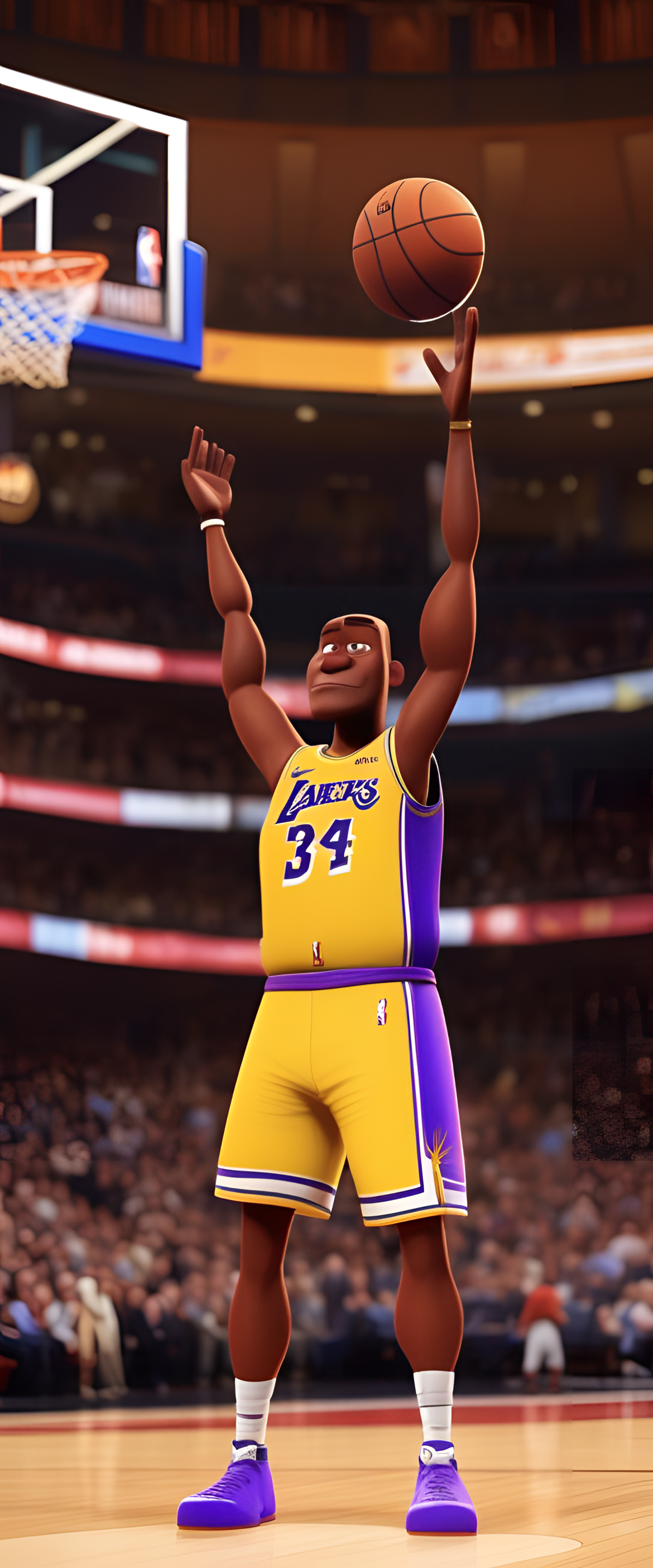 NBA-themed phone wallpaper with a PIXAR-style design