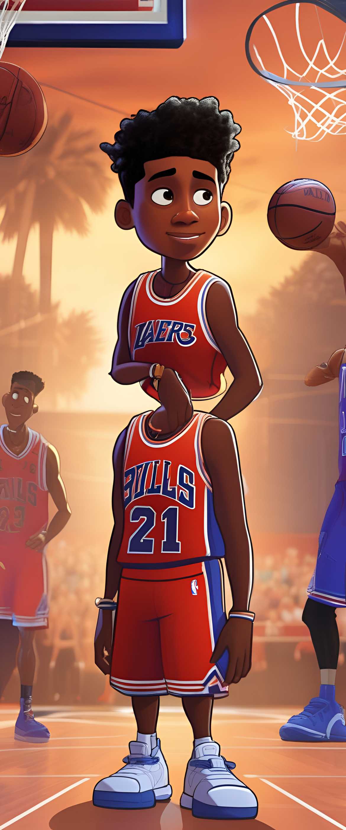 NBA YoungBoy in playful Pixar style wallpaper.