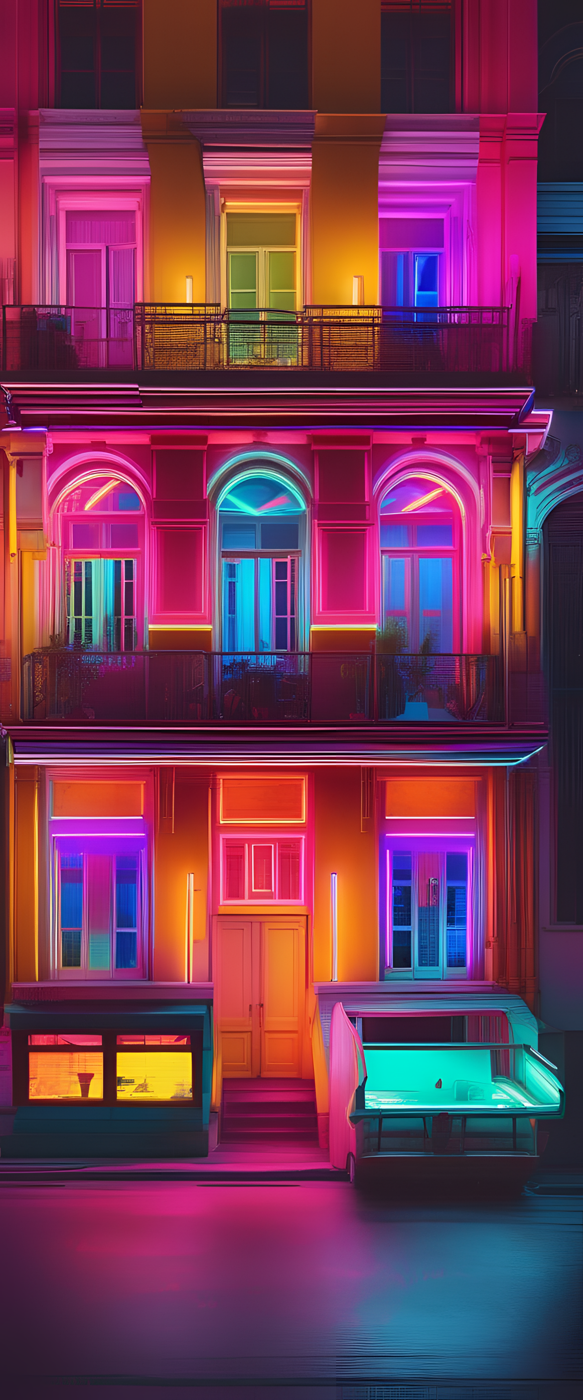 Vibrant neon wallpaper pattern.