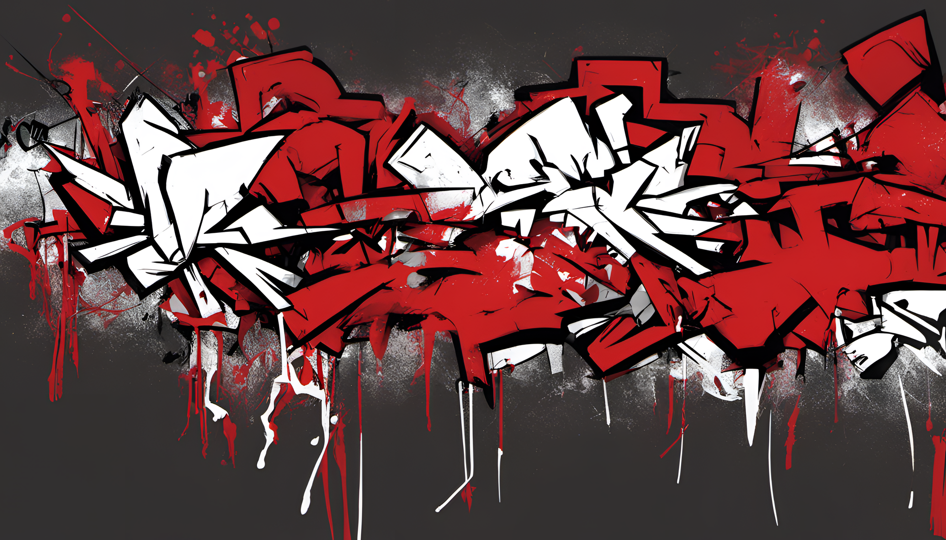 Abstract red graffiti-inspired pattern wallpaper.