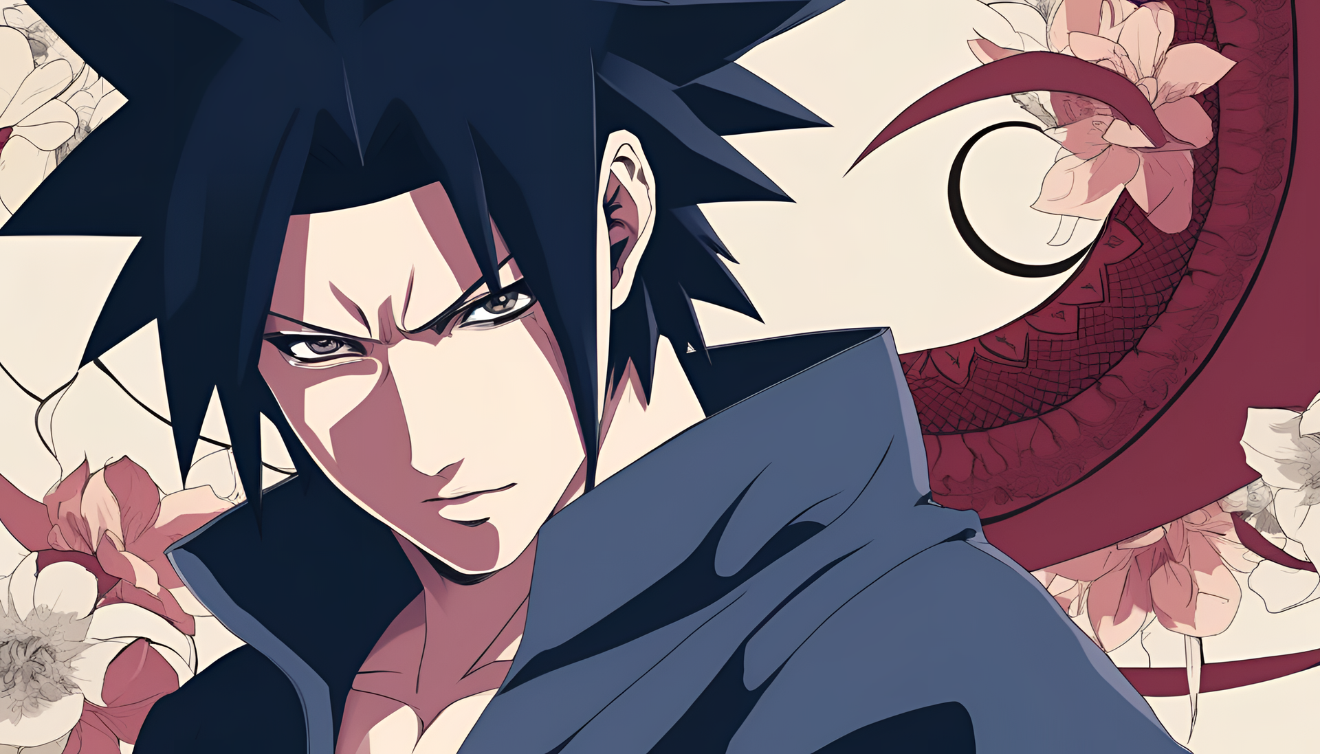 Sasuke Uchiha in an elegant stance, showcasing his power and determination.