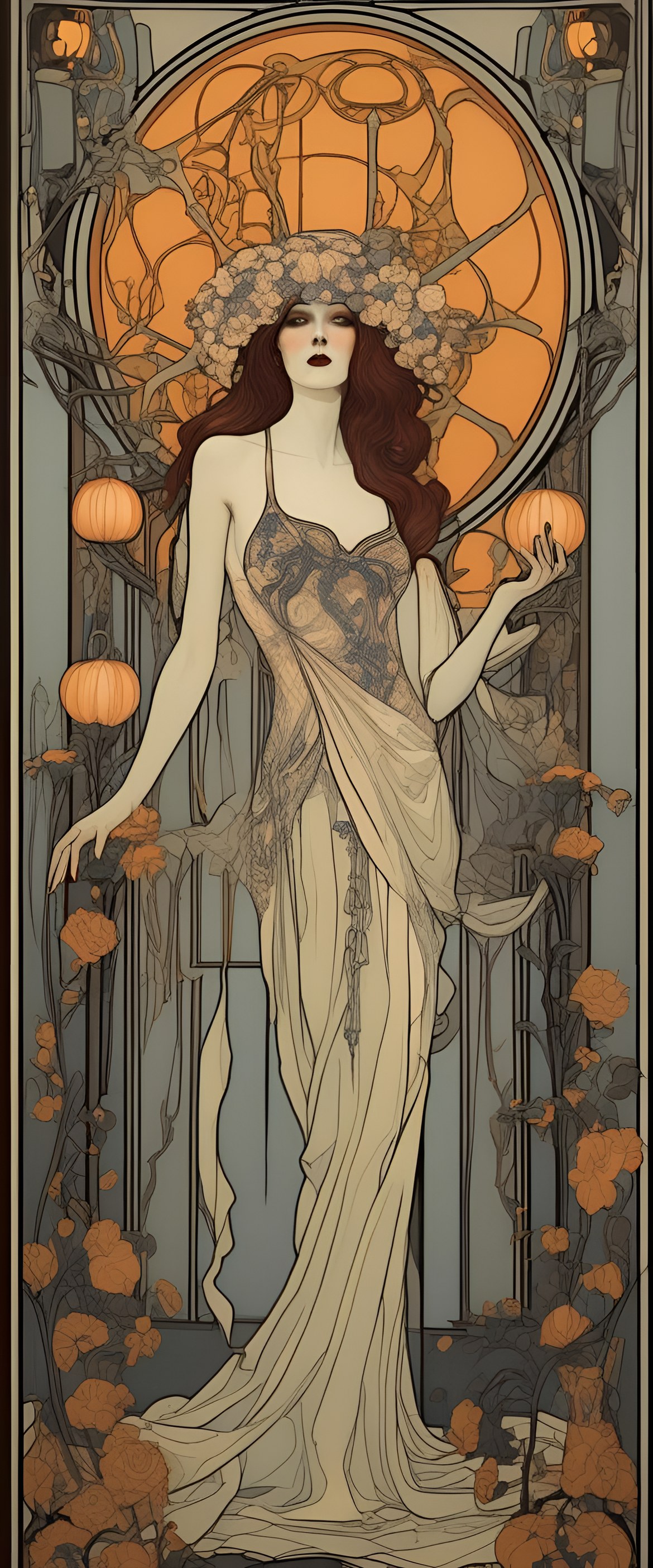 Art Nouveau wallpaper inspired by horror.