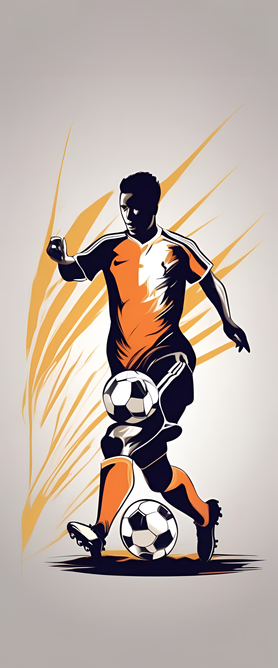 Soccer-inspired artistic wallpaper with dynamic design elements.