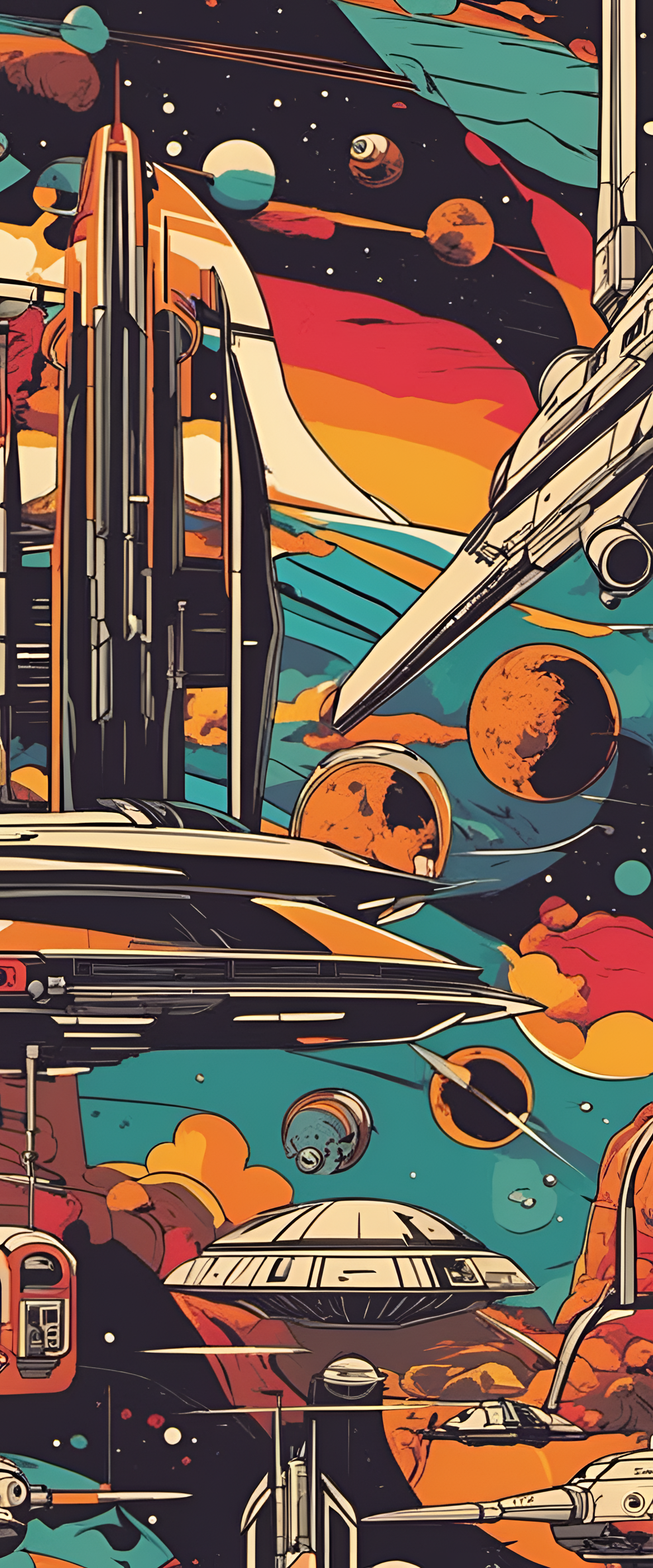 Colorful Star Wars-themed sci-fi art from the 70s.