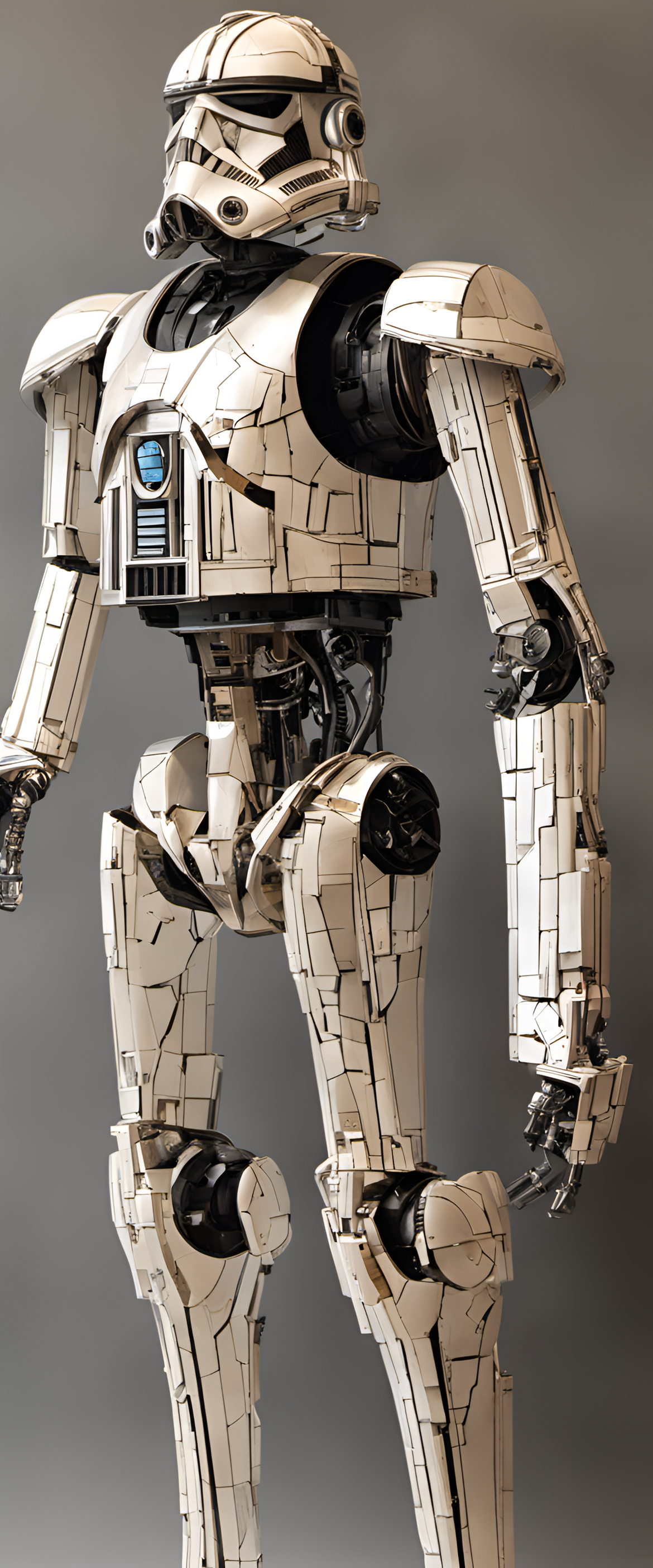 Cracked robotic sculpture inspired by Star Wars.