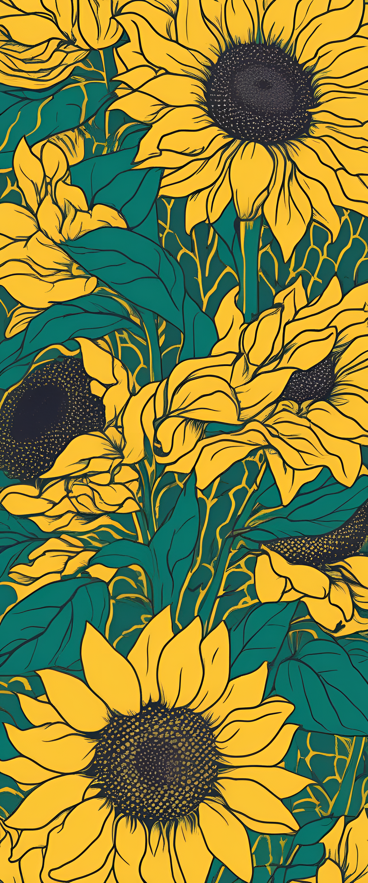 Sunflower risograph wallpaper.