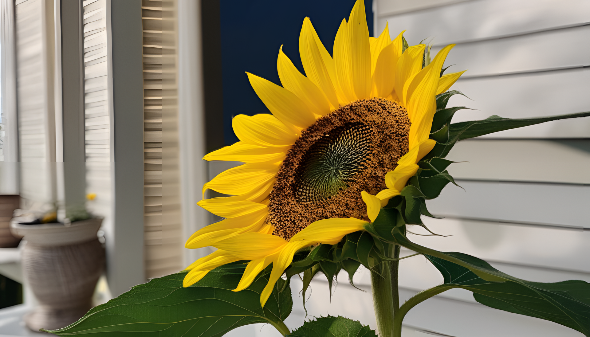 Beautiful sunflower close-up with vibrant yellow petals and a dark brown center.