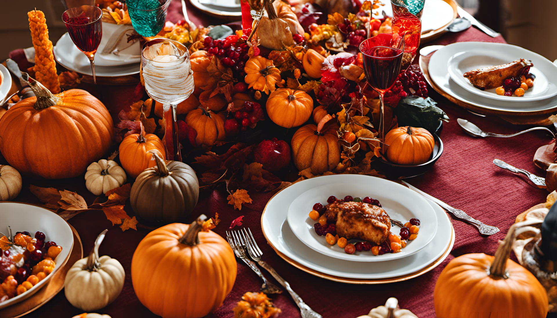 Vibrant Thanksgiving with cool sunglasses.