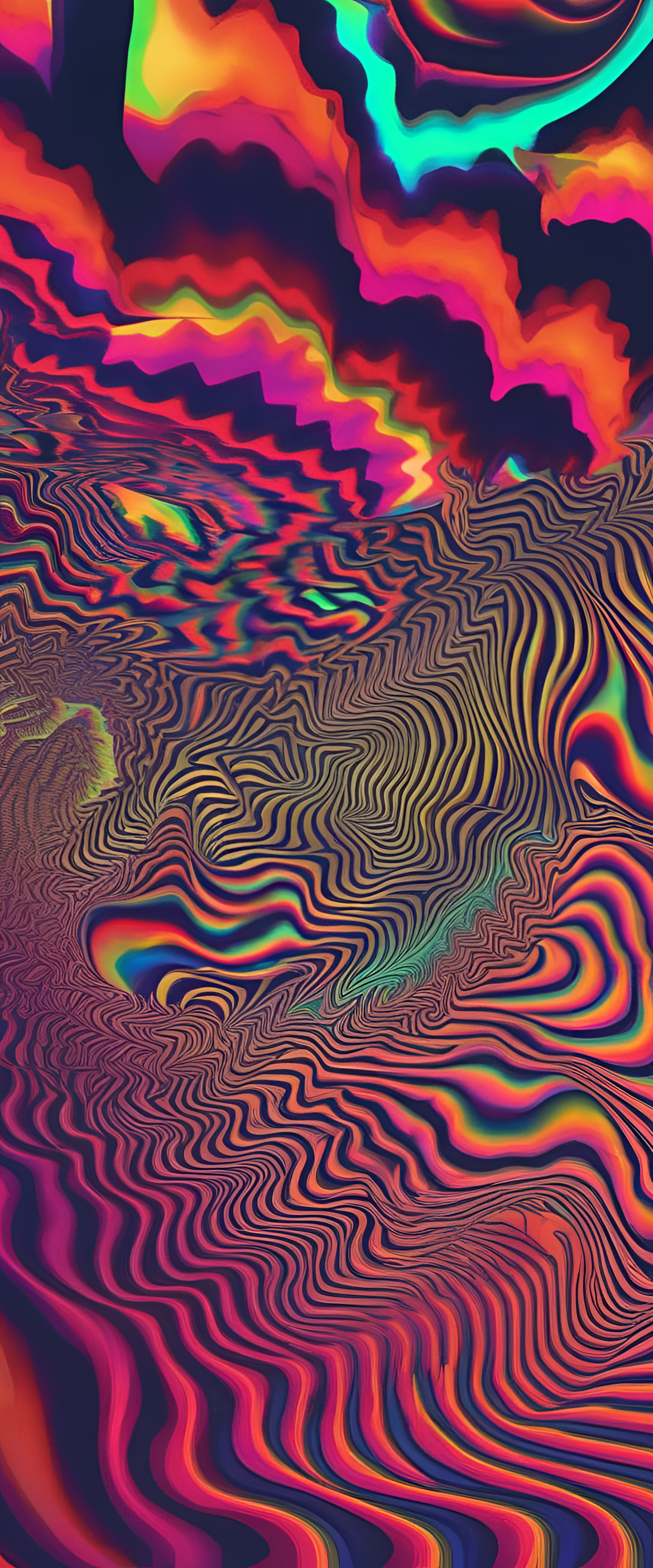 Colorful and abstract phone wallpaper with trippy patterns and psychedelic designs.