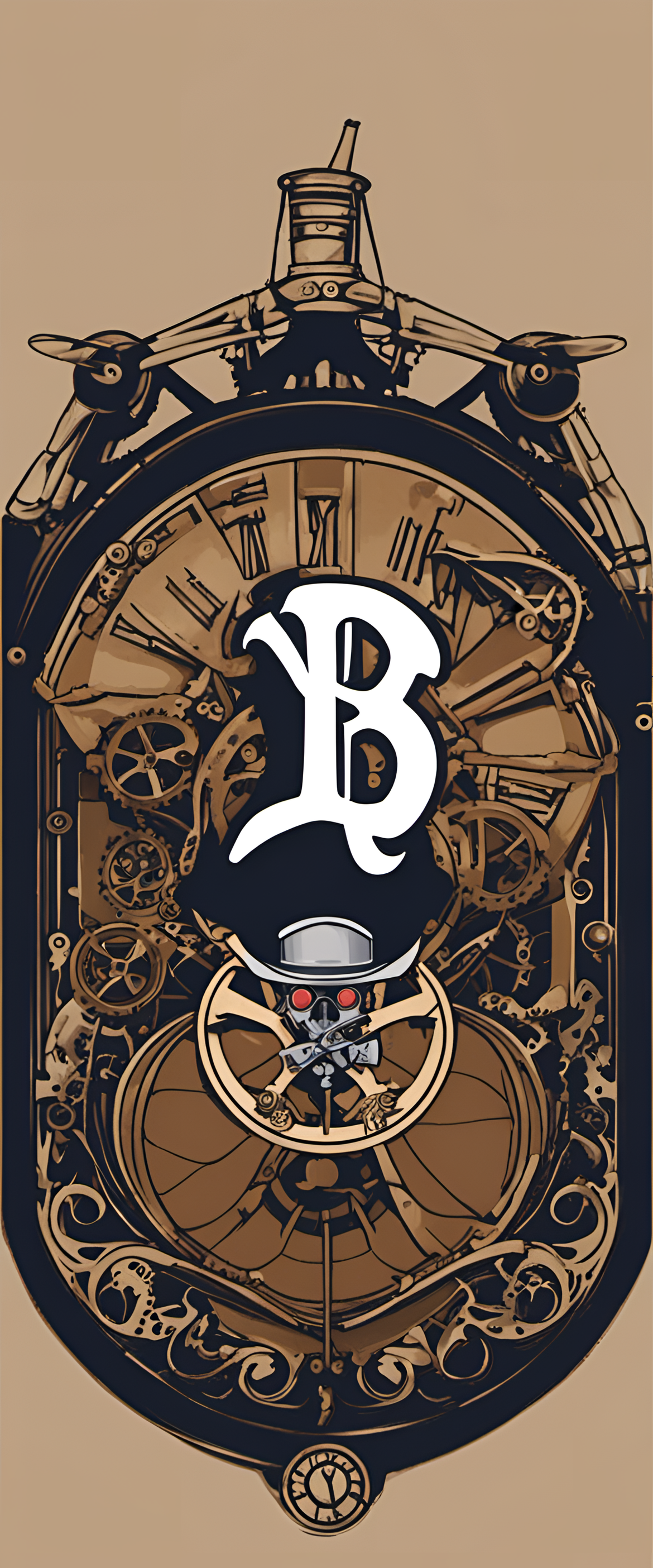 Steampunk-inspired New York Yankees logo wallpaper.