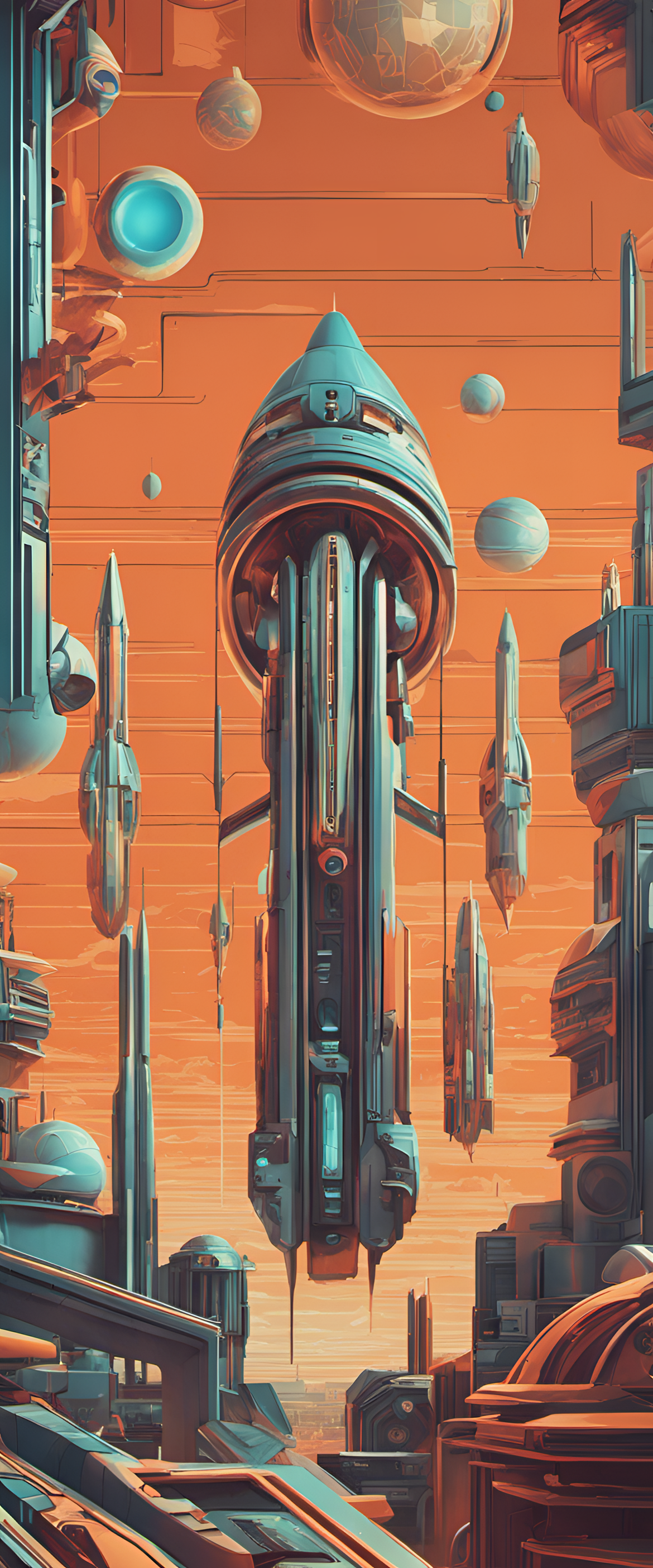 70's vintage-inspired 3D sci-fi art wallpaper