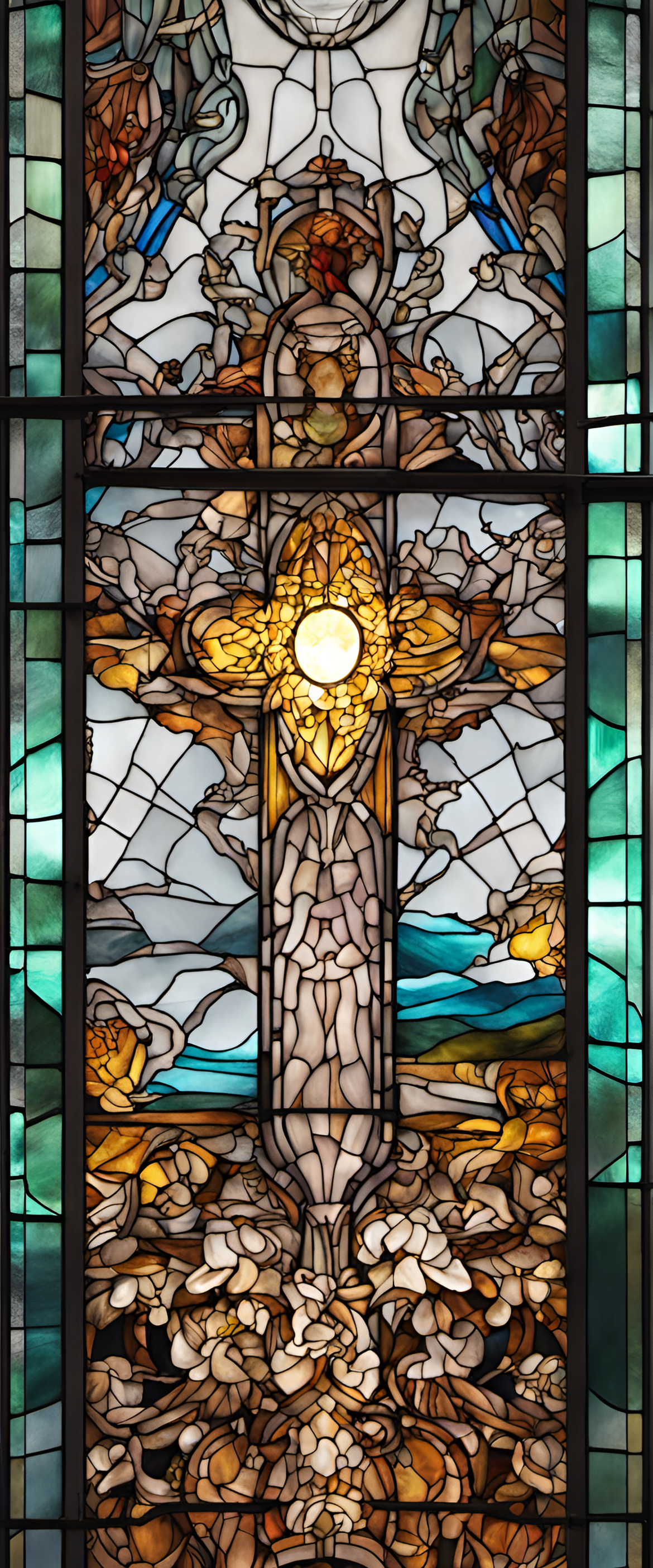 Stained glass art with intricate details in an aesthetic design.