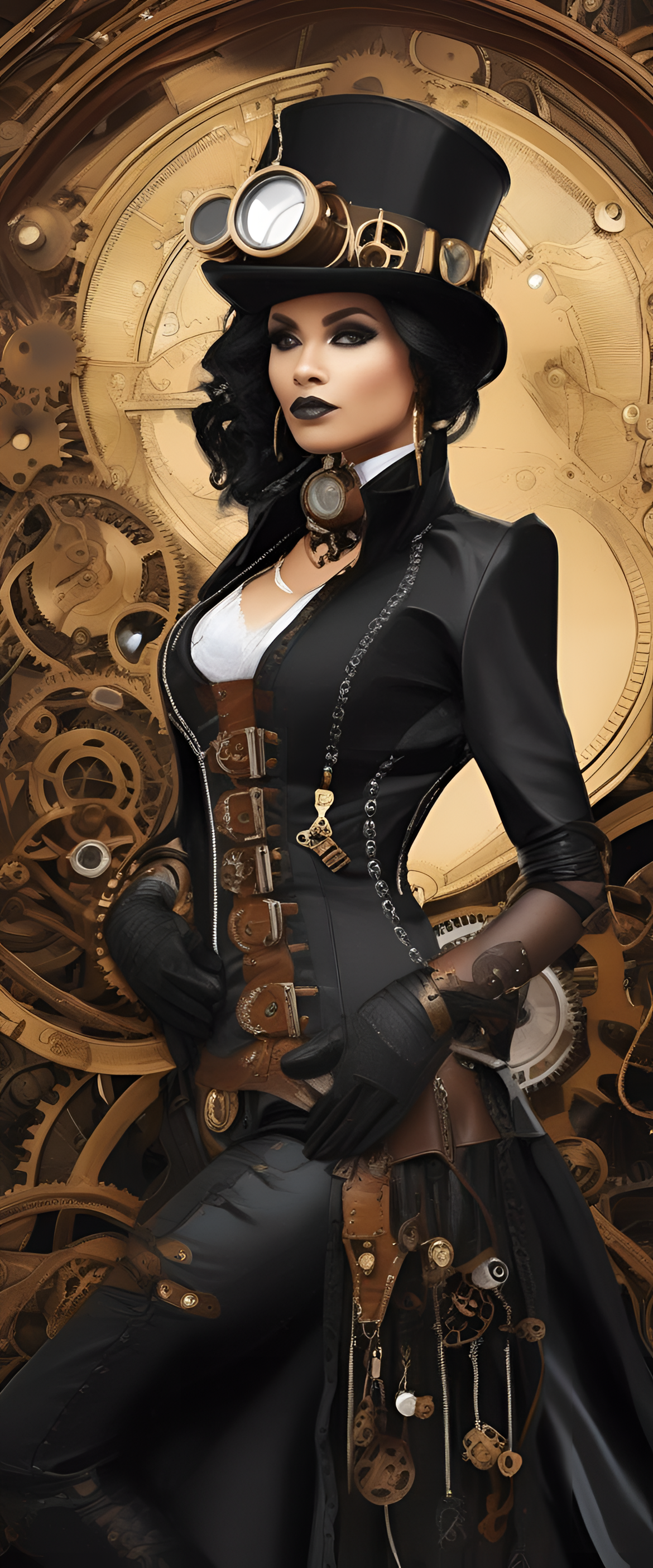 Steampunk-inspired black wallpaper for your phone.