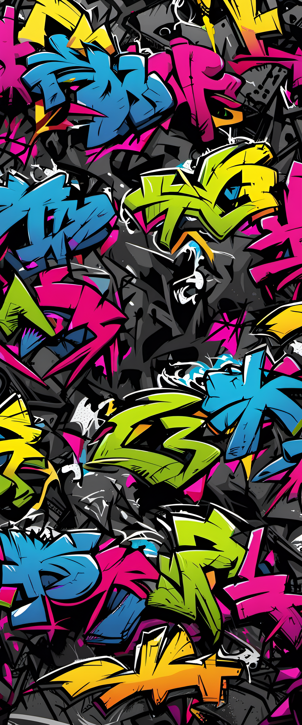 Black graffiti art on a wallpaper